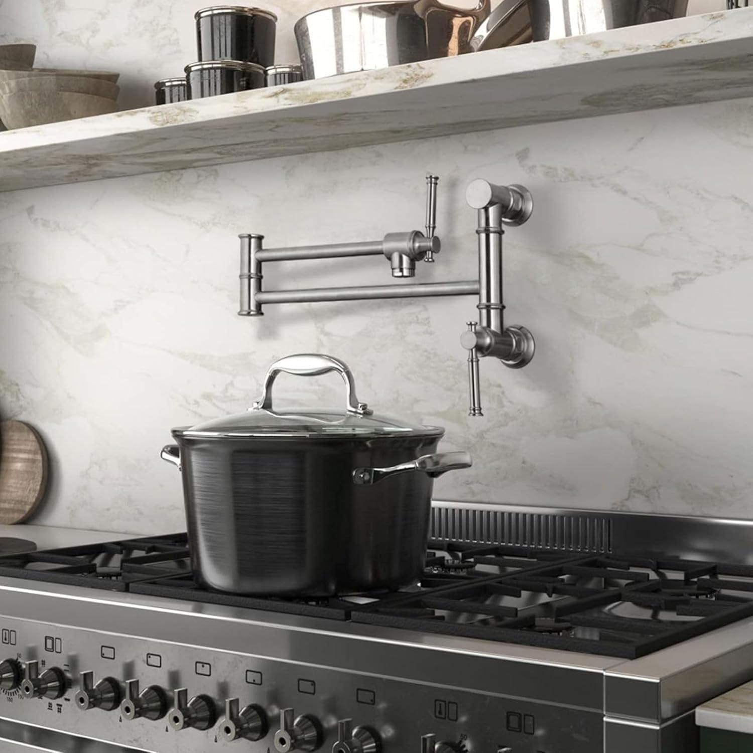 OAKLAND Wall Mounted Brass Two Handles Pot Filler Faucet MKSPF312BN