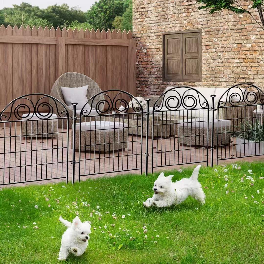 Tall Garden Fence Animal Barrier with Gate, 32 in(H) 16 Panels Garden Fences and Borders for Dogs, Dog Fence Outdoor for Yard, Total Length 35 Ft Metal Temporary Fencing│Patented
