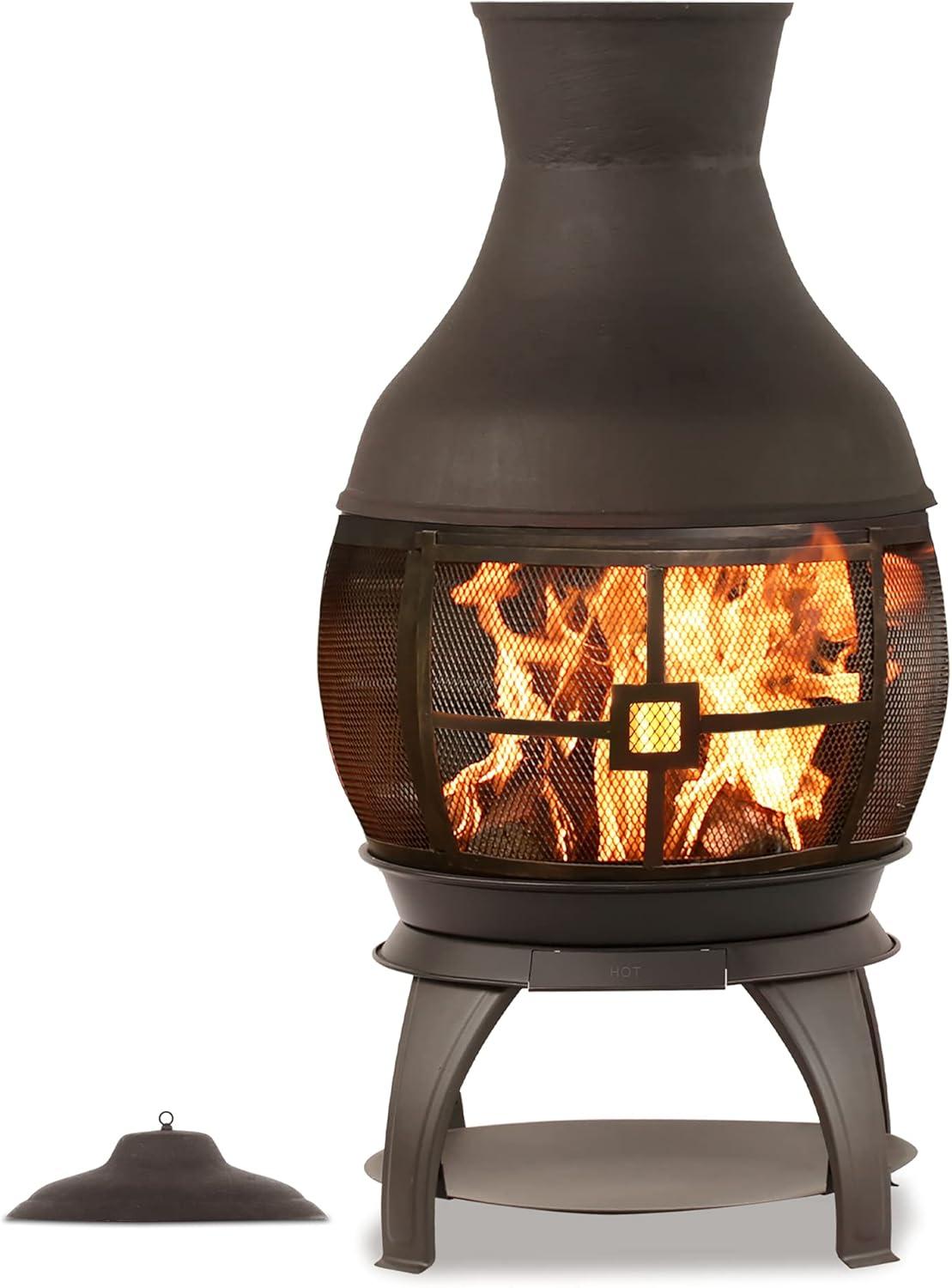 BALI OUTDOORS Chimenea Outdoor Fireplace Wood Burning Fire Pit Cast Iron Fire Pit Chiminea