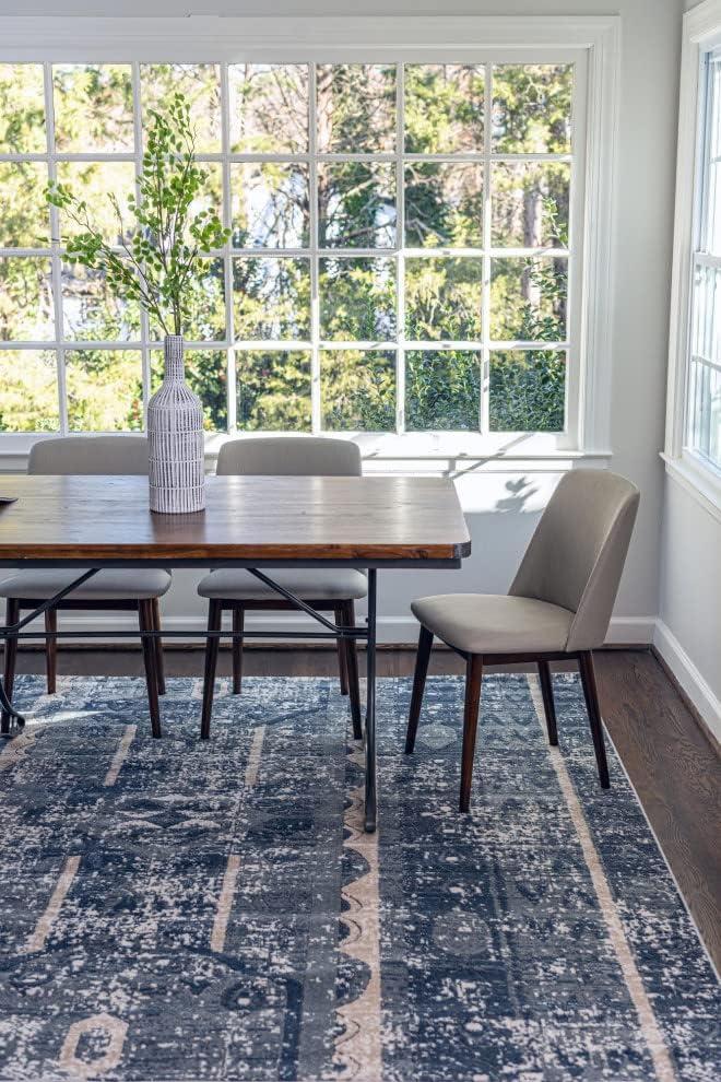 Unique Loom Portland Collection Area Rug - Depoe (6' 1" x 9' Rectangle Blue/Beige)