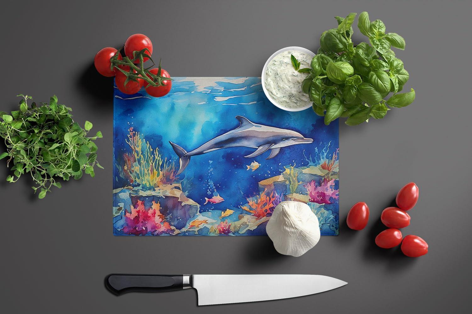 Dolphin Glass Cutting Board Large 12 in x 15 in