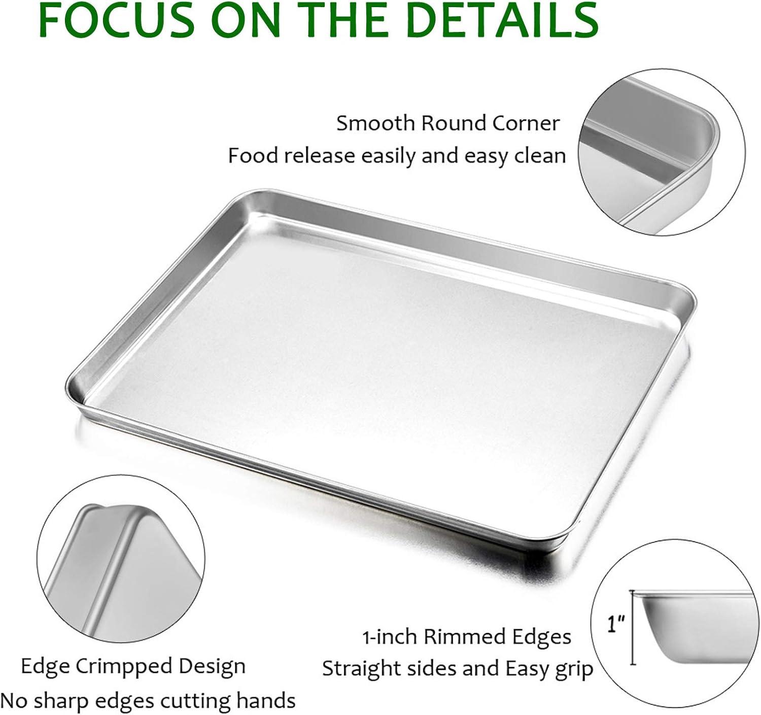 Baking Sheet with Rack Set, E-far Stainless Steel Baking Pans Tray Cookie Sheet with Cooling Rack, 16 x 12 x 1 inch, Non Toxic & Healthy, Rust Free & Dishwasher Safe - 4 Pieces (2 Sheets 2 Racks)