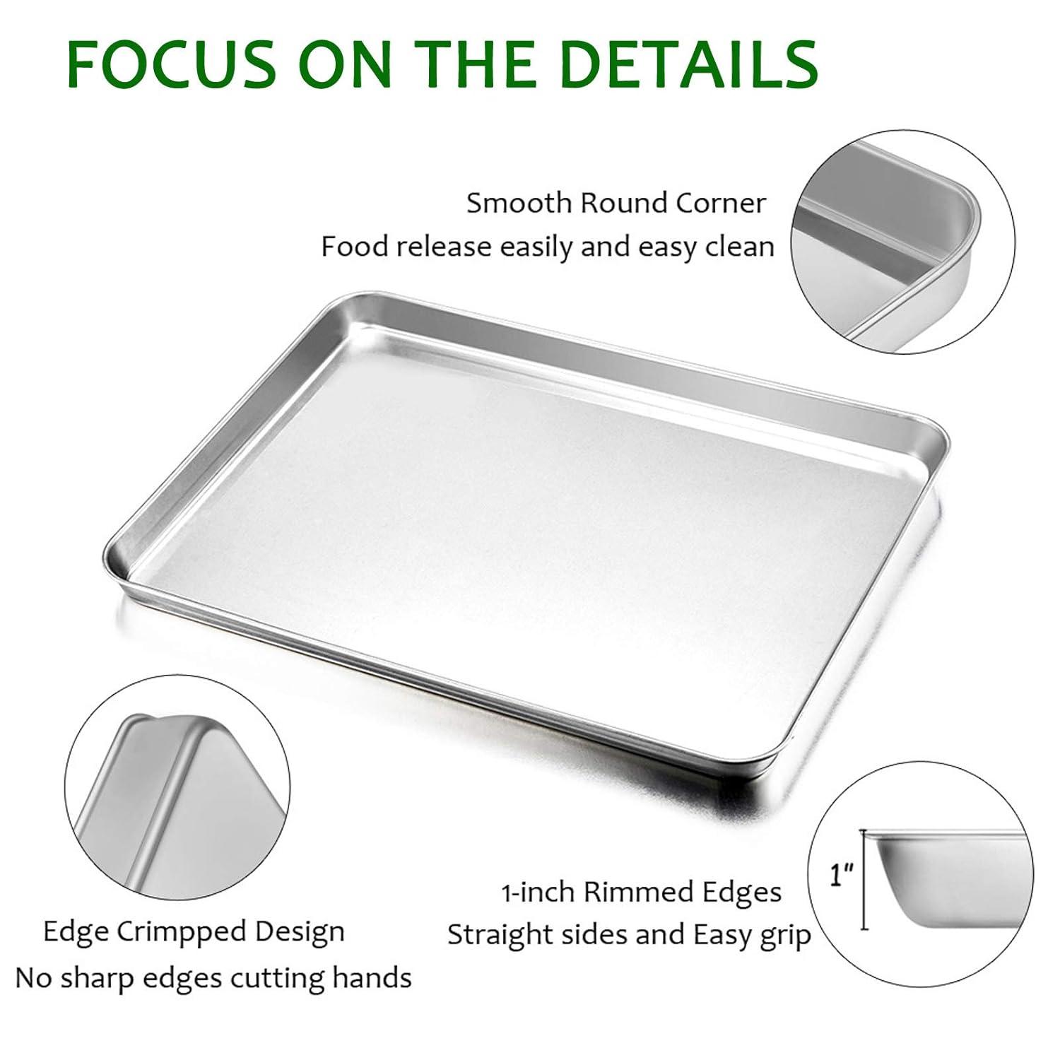 Baking Sheet with Rack Set, E-far Stainless Steel Baking Pans Tray Cookie Sheet with Cooling Rack, 16 x 12 x 1 inch, Non Toxic & Healthy, Rust Free & Dishwasher Safe - 4 Pieces (2 Sheets 2 Racks)