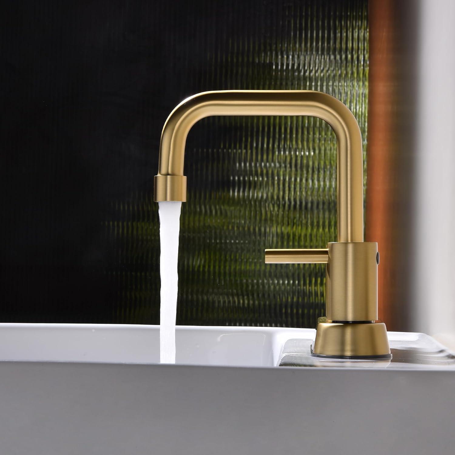 Matte Black 8 inch Widespread Bathroom Sink Faucet Vanity Lavatory Faucet for 3 Holes with Pop up Drain and 360 Degree Swivel Brass Spout