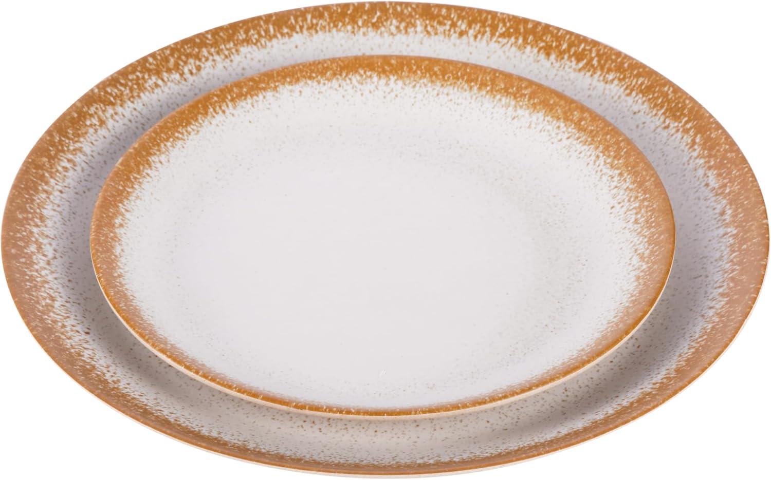 Carmel White and Beige Melamine Dinner Plates, 10.5" Set of 6