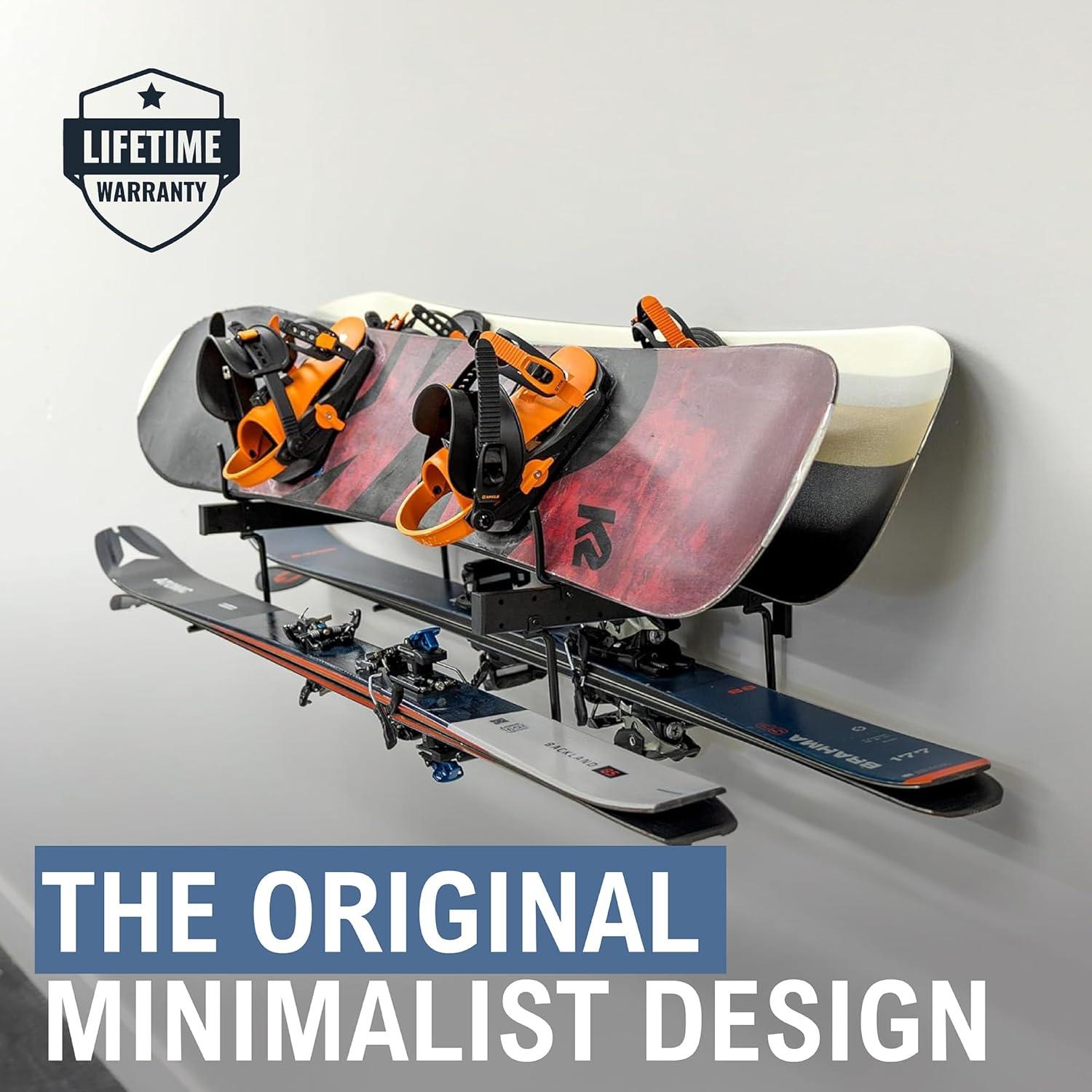 StoreYourBoard Cascade Snowboard & Ski Organizer | Horizontal Wall Mount