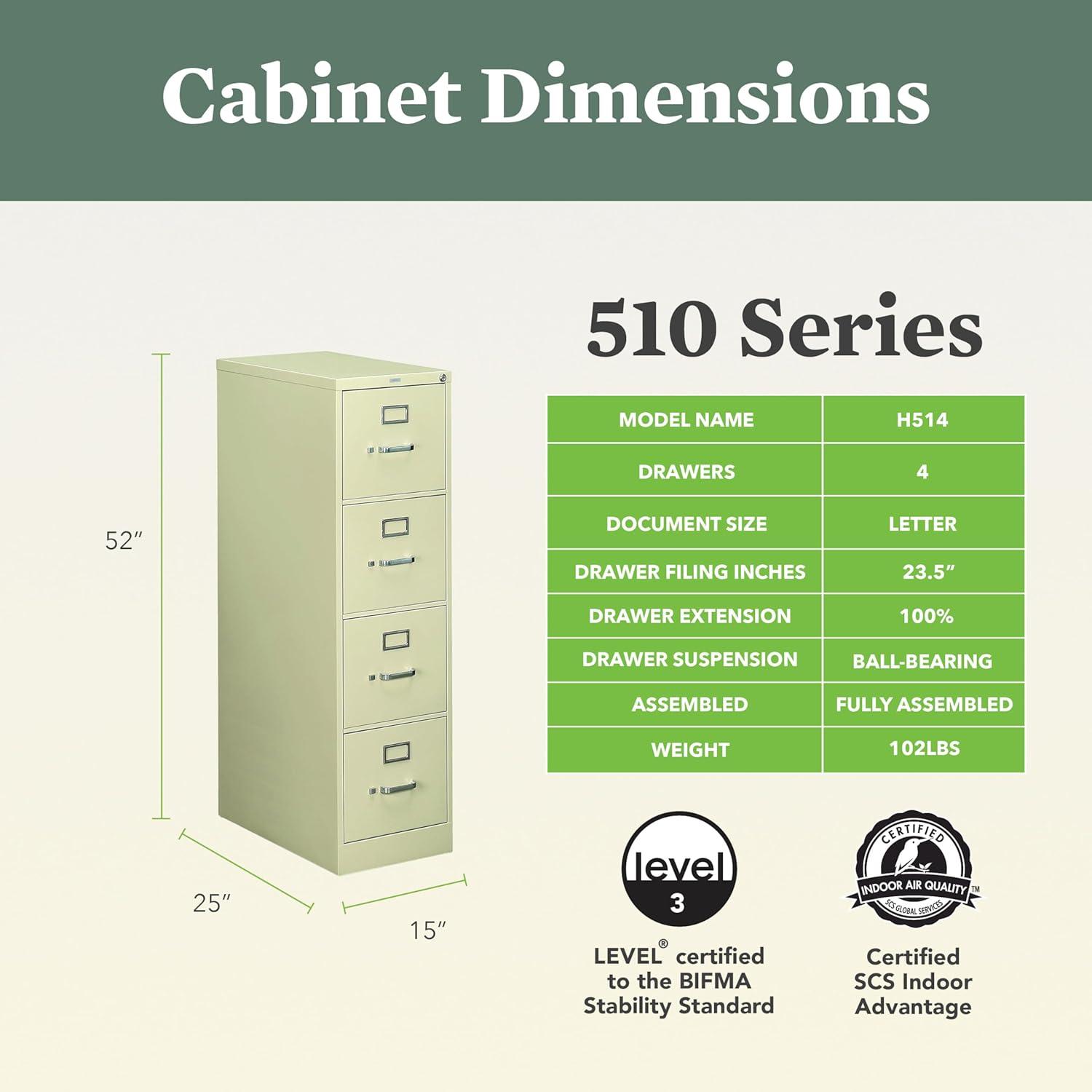 510 Series 4-Drawer Vertical Filing Cabinet