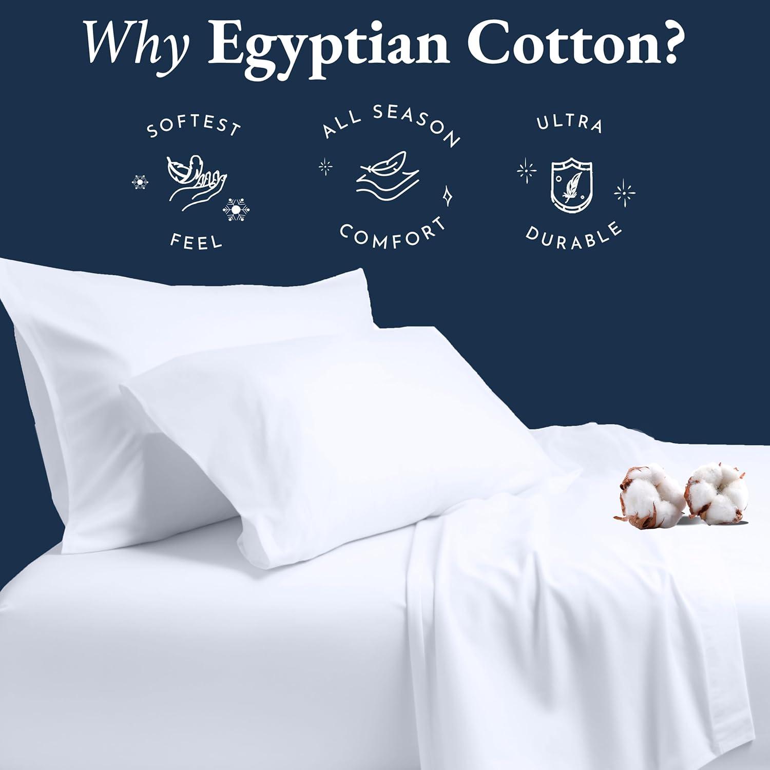 California King Bright White Egyptian Cotton Sheet Set