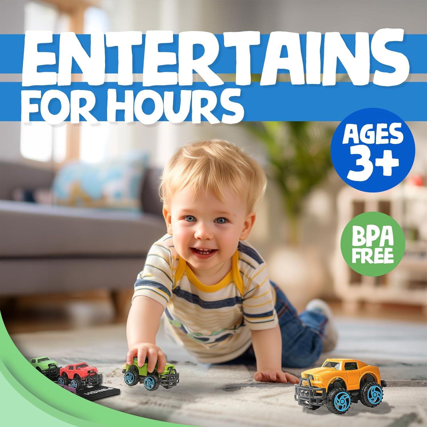 Skoolzy AlphaTracks Alphabet Race Car Track 41-Piece Set with Flexible Felt Racing Tracks ABC Montessori Toys Preschool Activities Includes Letters & Numbers for Kids Recognition Skills Includes eBook