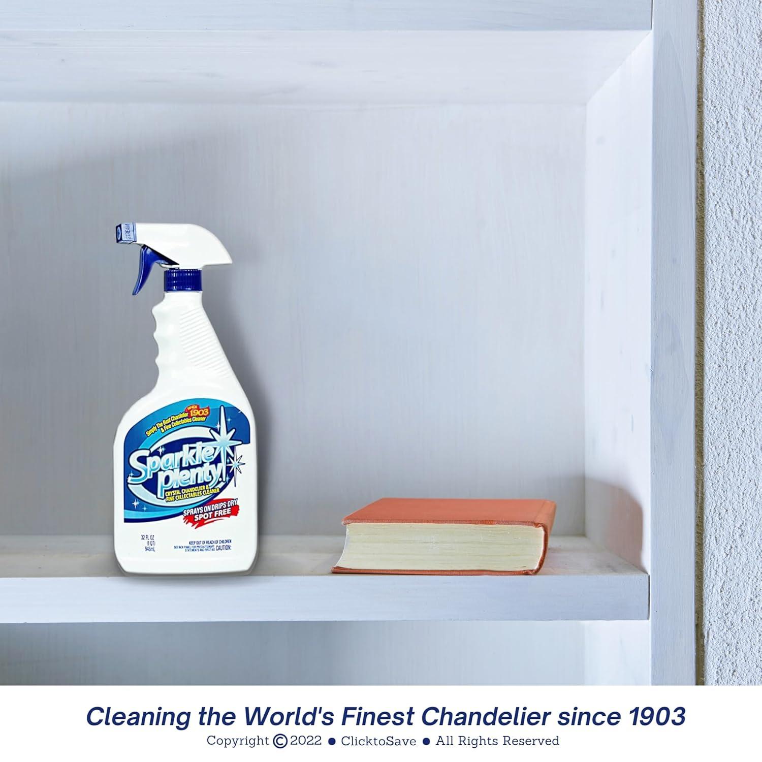 Sparkle Plenty Crystal Chandelier Cleaner Spray | Drip Dry | Home Cleaning Supplies | Crystal Cleaner | Fine Collectables Cleaner | Glass Cleaner | Figurine Cleaner | 32 fl oz