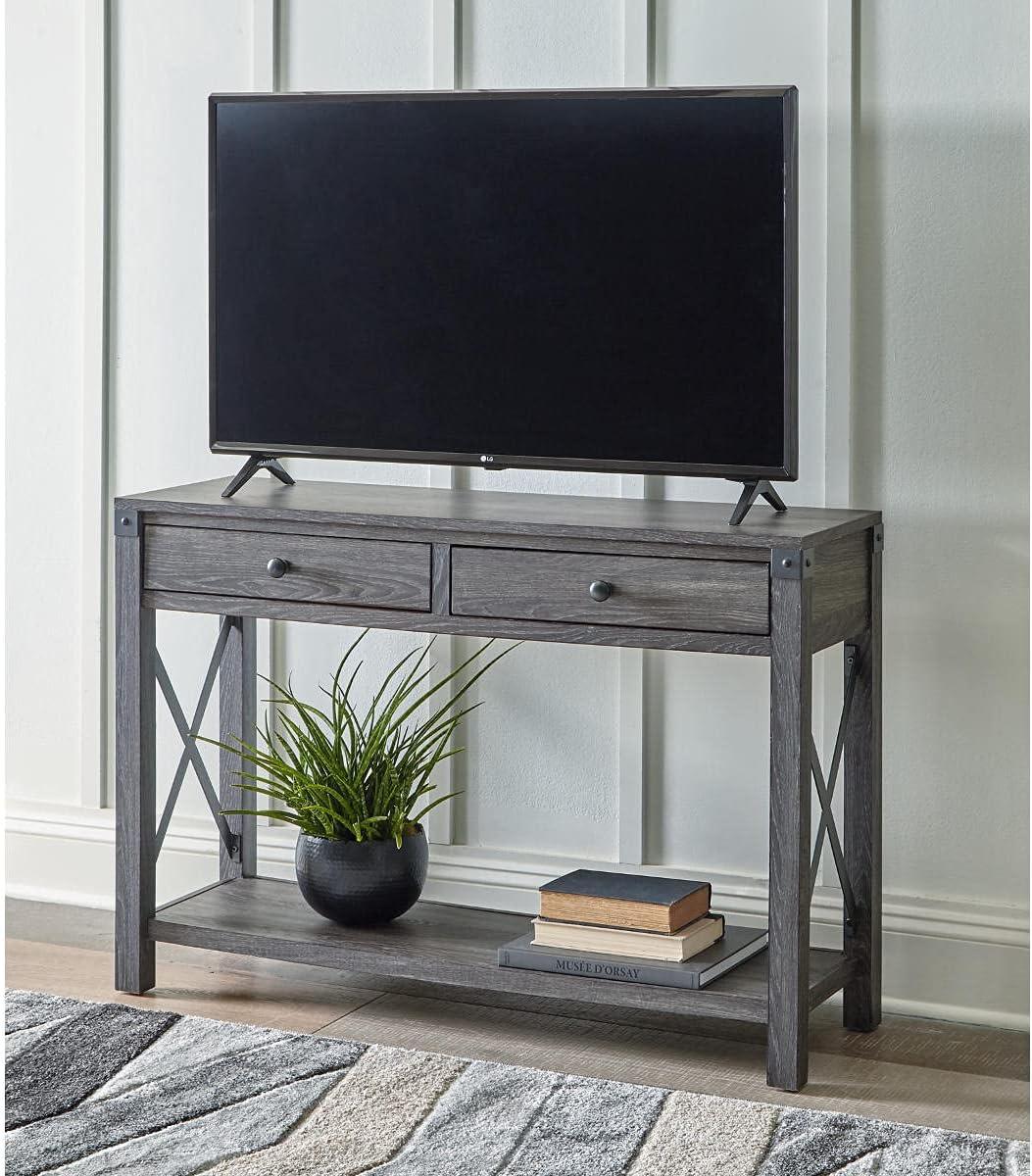 Bayflynn Console Sofa Table White - Signature Design by Ashley: Modern Farmhouse Style, Open Shelf Storage