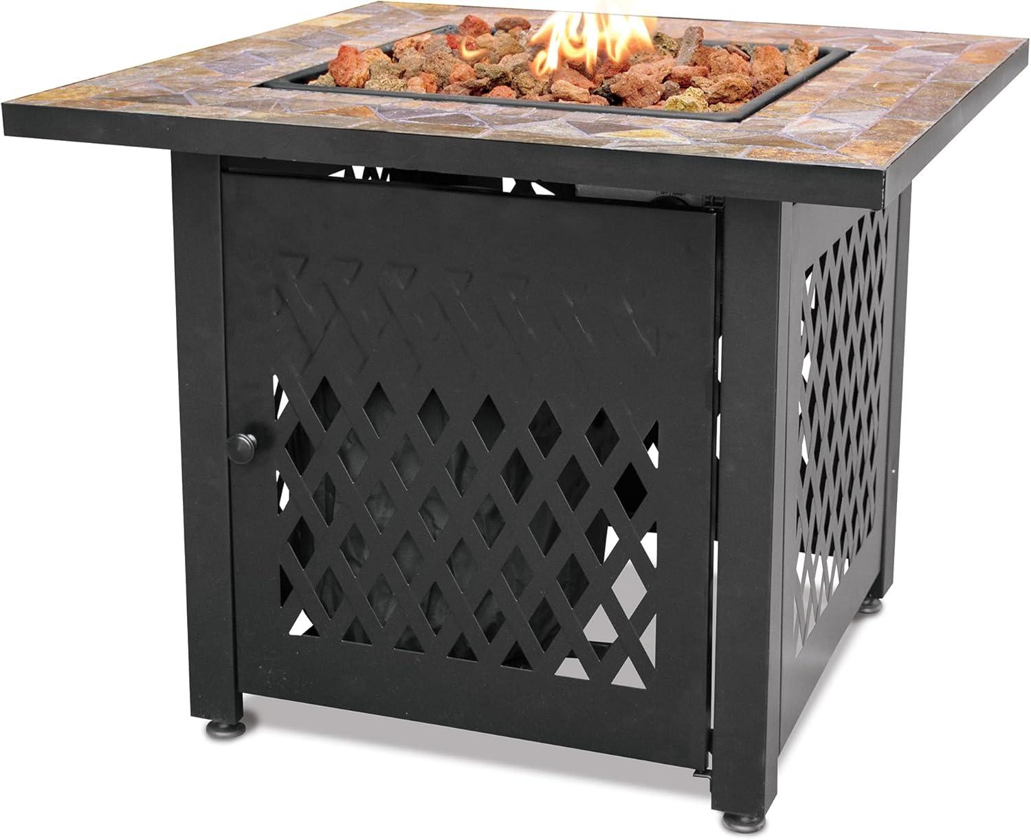 Endless Summer Endless Summer, 30" Square LP Gas Outdoor Fire Pit with Mosaic Slate Tile Mantel