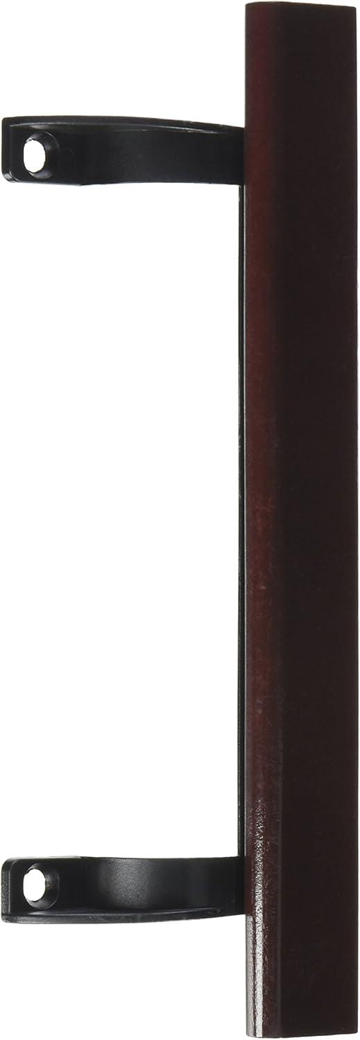 Prime-Line Sliding Glass Door Pull Handle, 6-1/2 in. to 6-5/8 in. Hole Centers, Black Diecast Supports, Wood Handle (Single Pack)