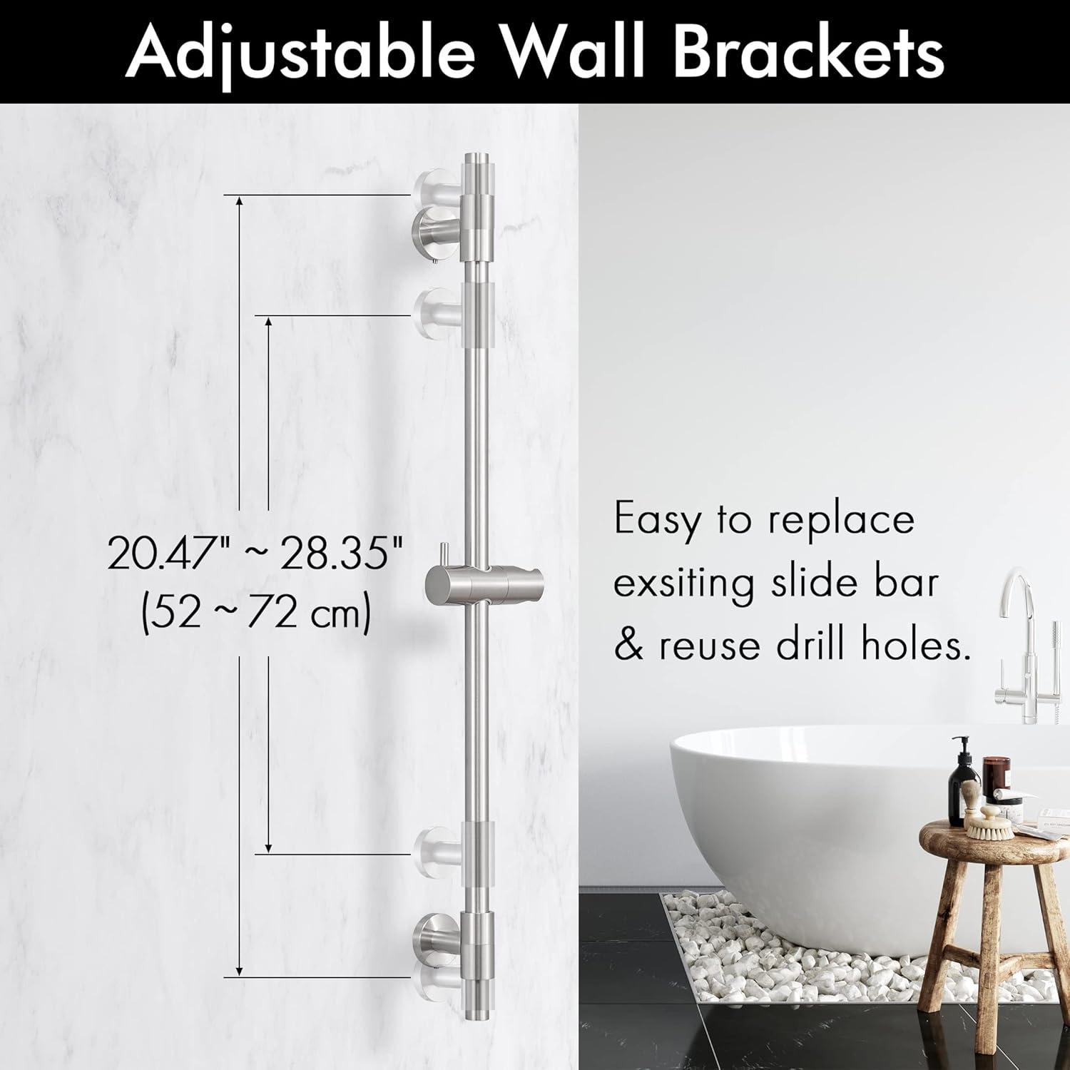 KES Shower Slide Bar 30-Inch Adjustable Shower Head Holder Drill-Free Mounted Brushed Finish