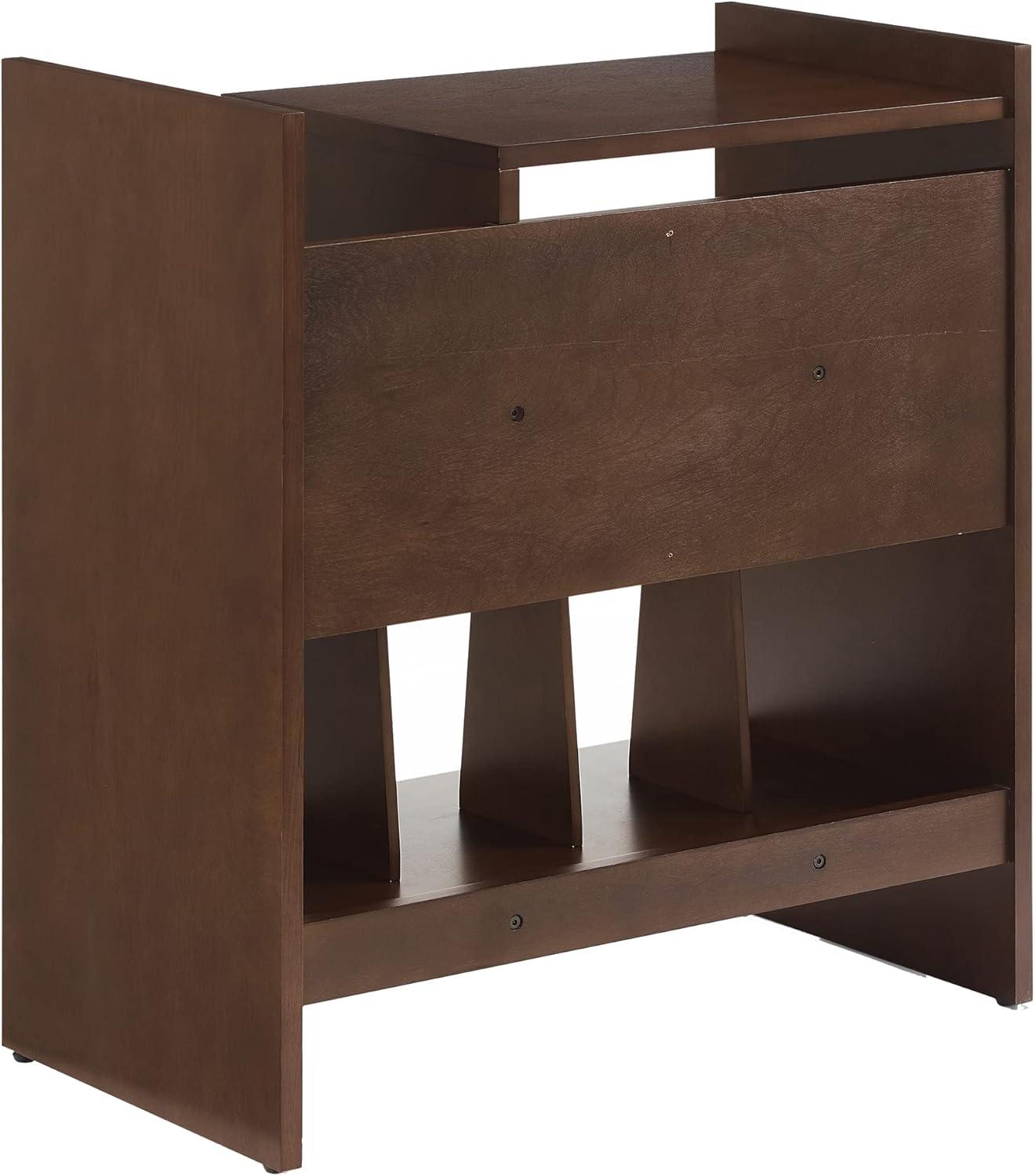 Portland Dark Brown MDF Turntable Stand with Cabinet