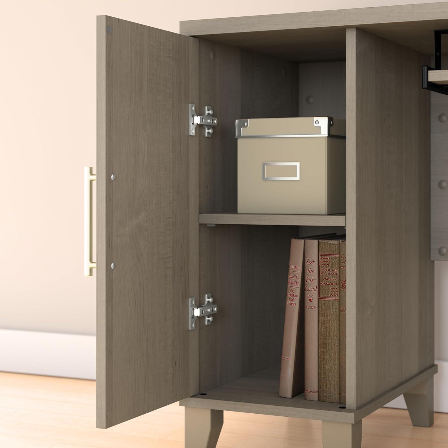 Bush Furniture Somerset 72" L Desk and Hutch with Storage, Ash Gray