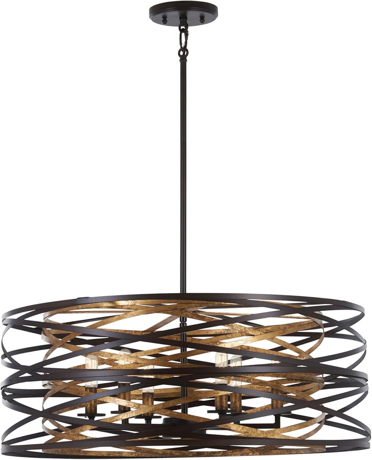 Minka Lavery Dark Bronze Mosaic Gold Chandelier 26" Wide Modern 6-Light Fixture for Dining Room House Foyer Kitchen Entryway Home