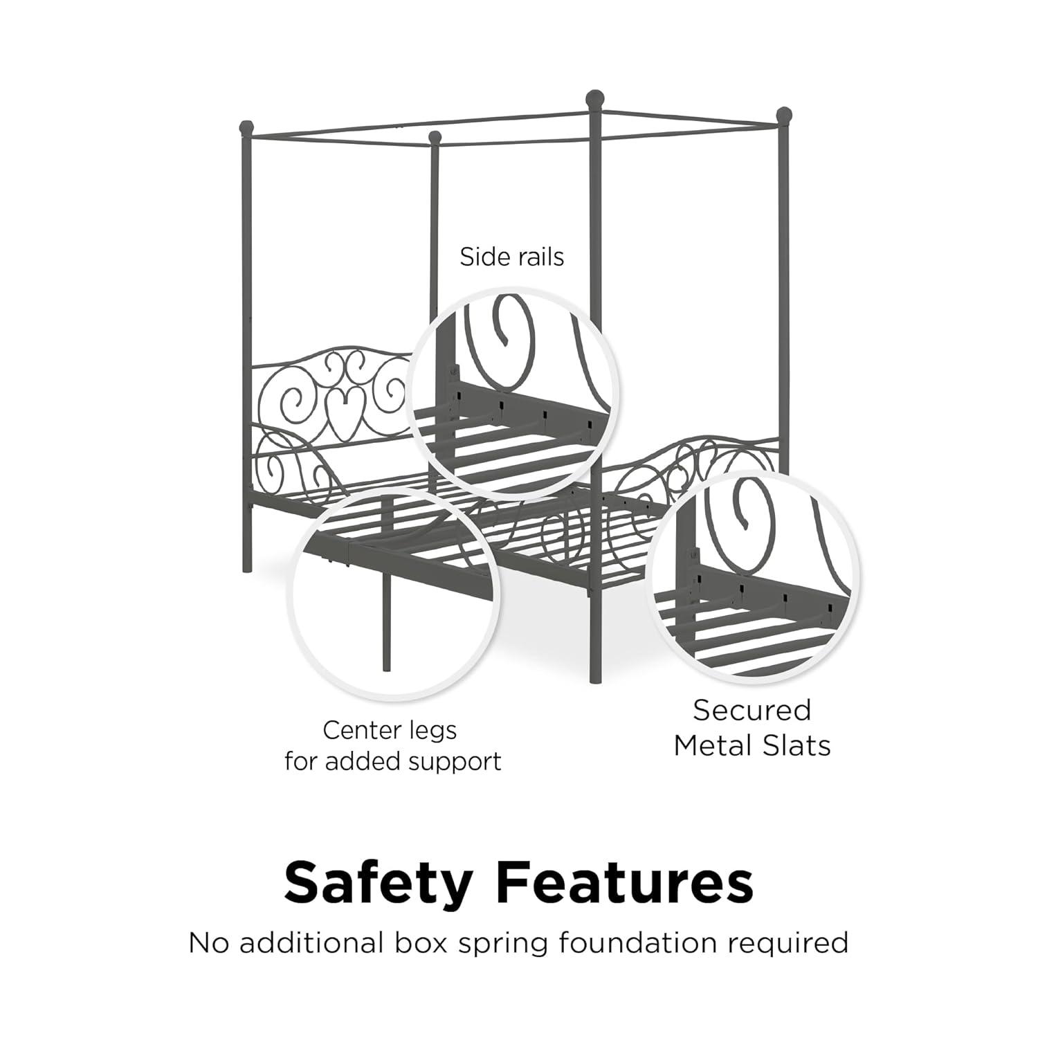 DHP 4020959 Sturdy Bed Frame, Twin, Pewter