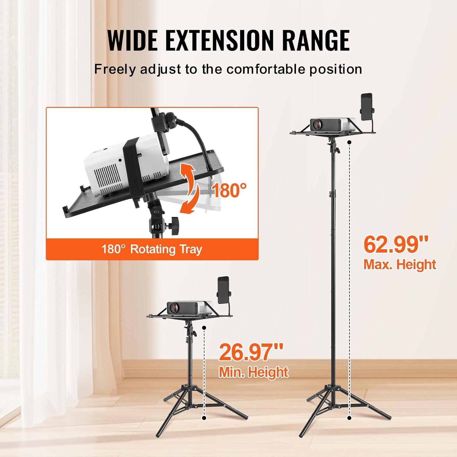 Rebrilliant Projector Stand Laptop Stand Tripod Adjustable Height from 26.97 to 63 in