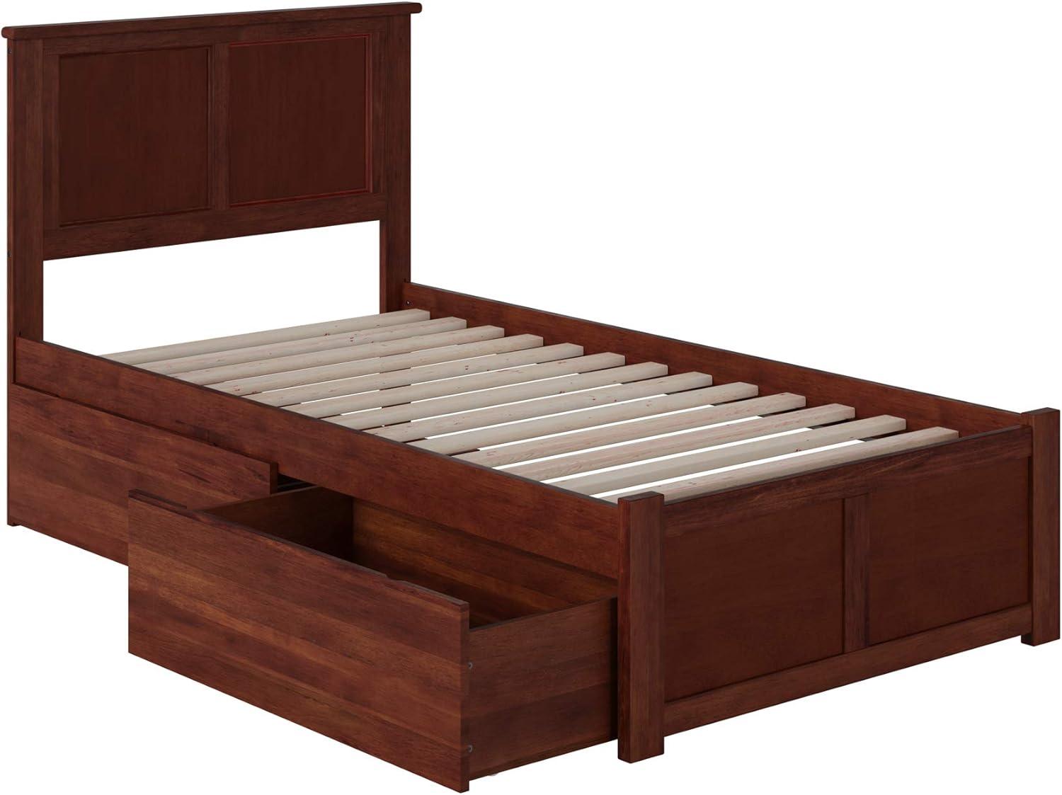 Madison Platform Bed with Flat Panel Foot Board and 2 Urban Bed Drawers in Multiple Colors and Sizes