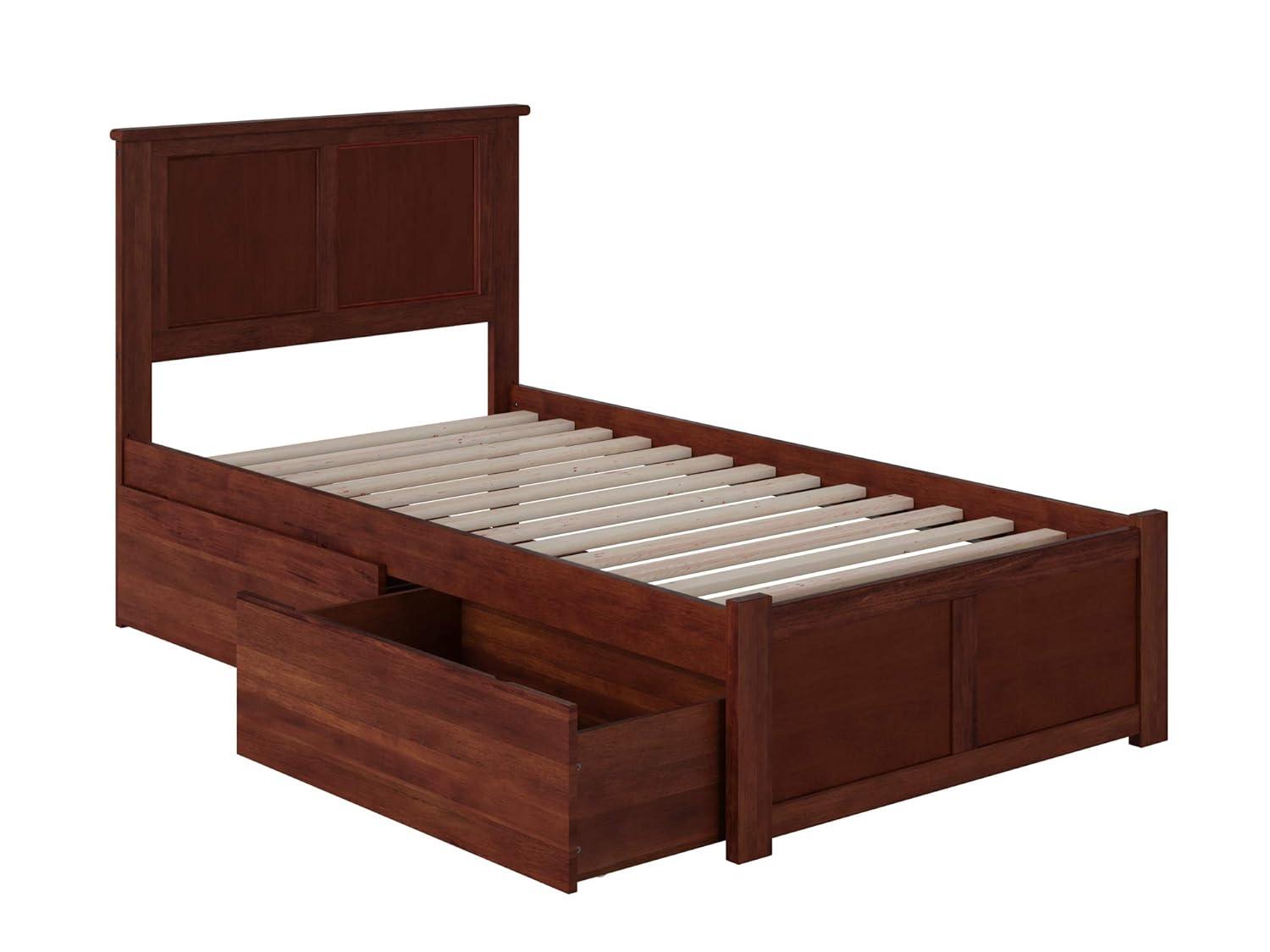 Madison Platform Bed with Flat Panel Foot Board and 2 Urban Bed Drawers in Multiple Colors and Sizes