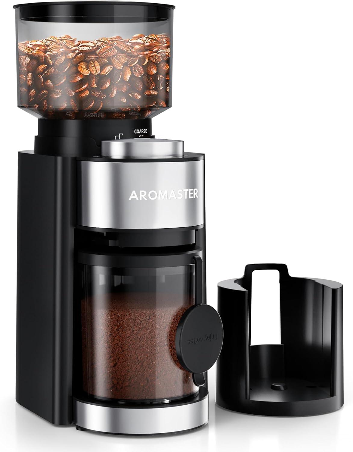 Aromaster Burr Coffee Grinder, Coffee Bean Grinder with 25 Grind Setting