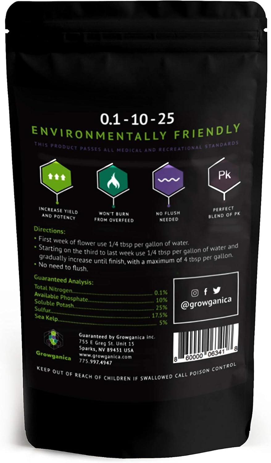 Growganica Incredible Bulk Organic Bloom Booster Garden Fertilizer 0.1-10-25 (1lb)