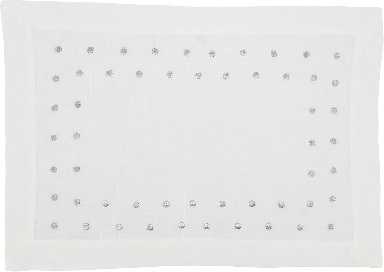 Silver Polka Dot Fabric Placemats Set of 4