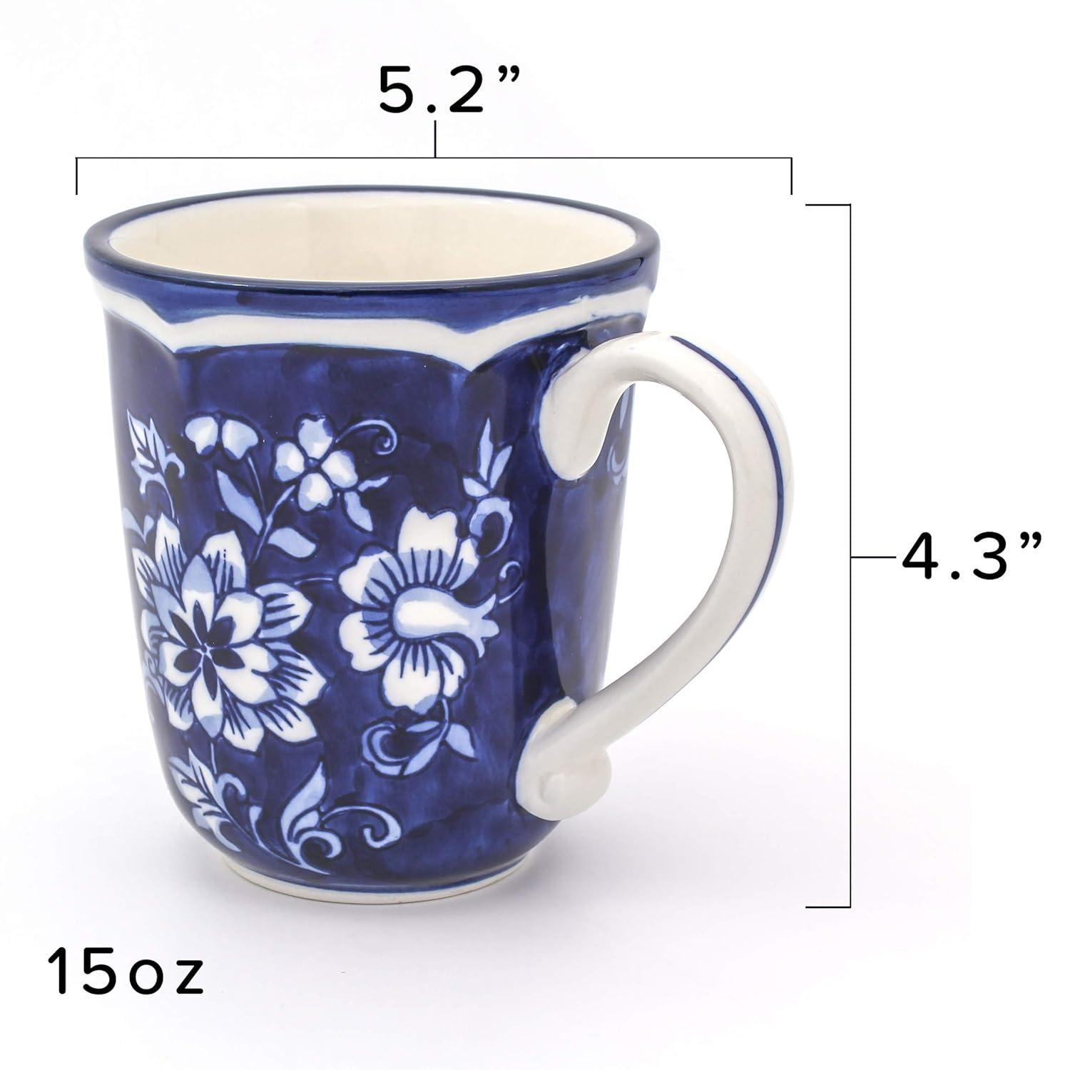 Euro Ceramica Blue Garden 16-Piece Hand-Painted Dinnerware Set- New