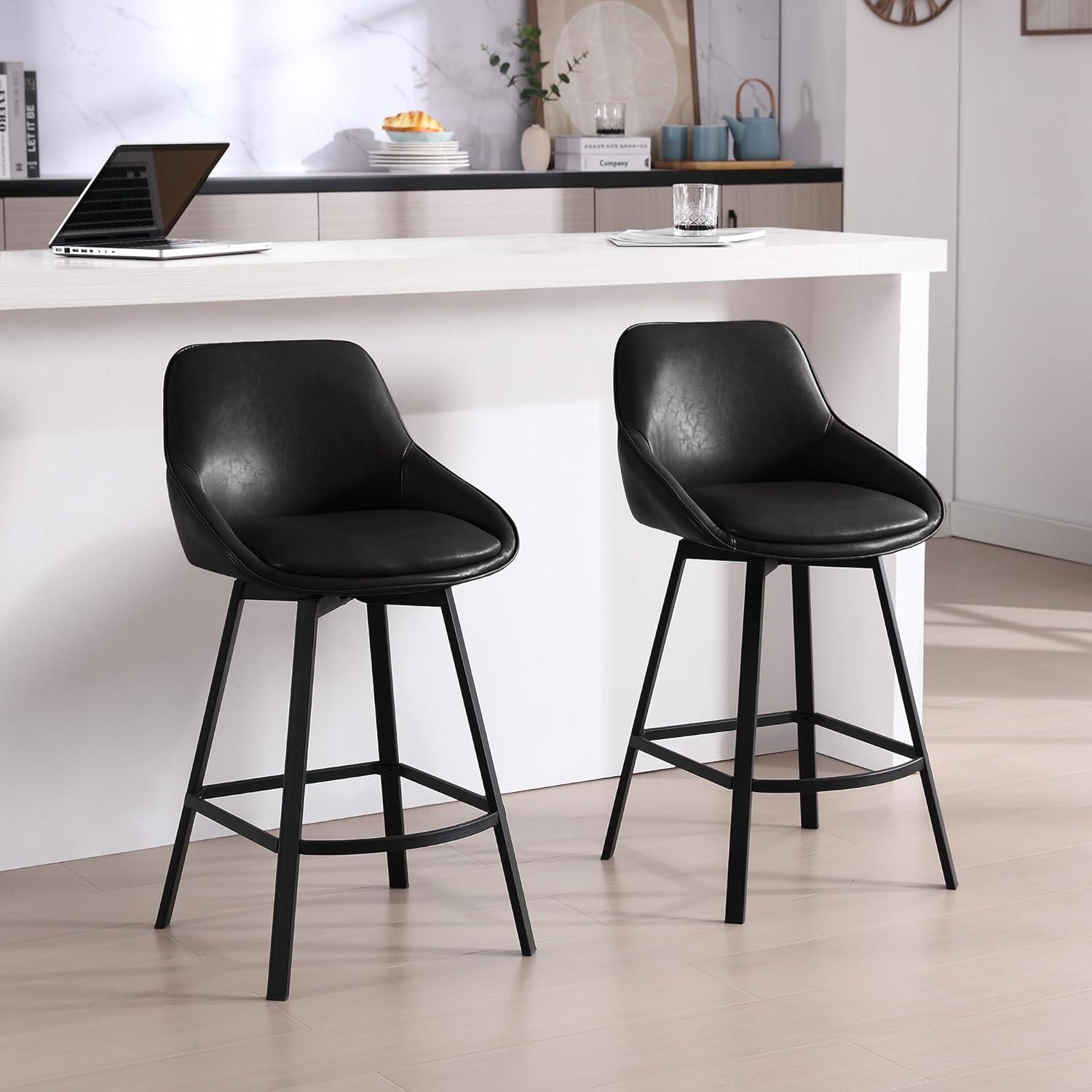 Janayshia Swivel 25.2'' Faux Leather Counter Stool