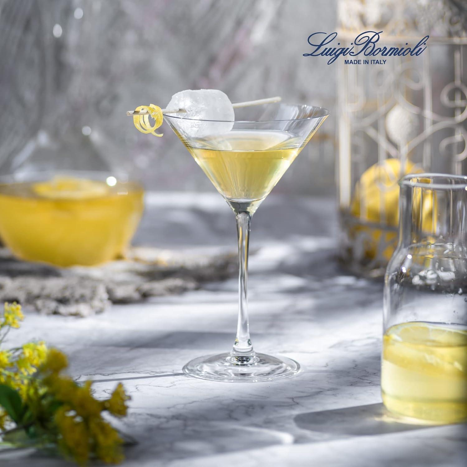 Luigi Bormioli Crescendo Martini Glasses, Set of 4 - 10 oz Lead-Free Crystal Glass with Titanium Reinforced Stems & Laser Cut Rim