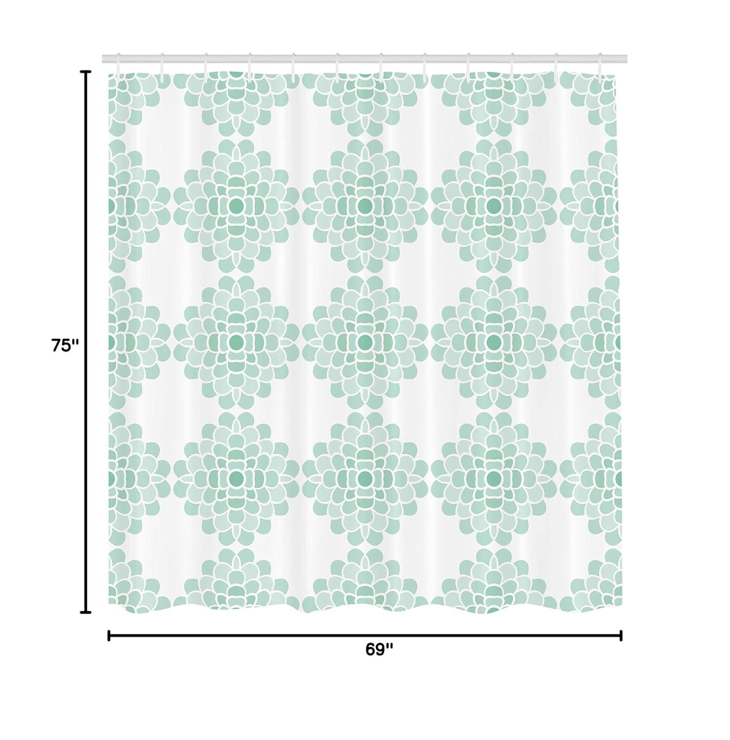 Ambesonne Aqua Shower Curtain, Line Stripes Bold and Thin, 69"Wx75"L, Seafoam White