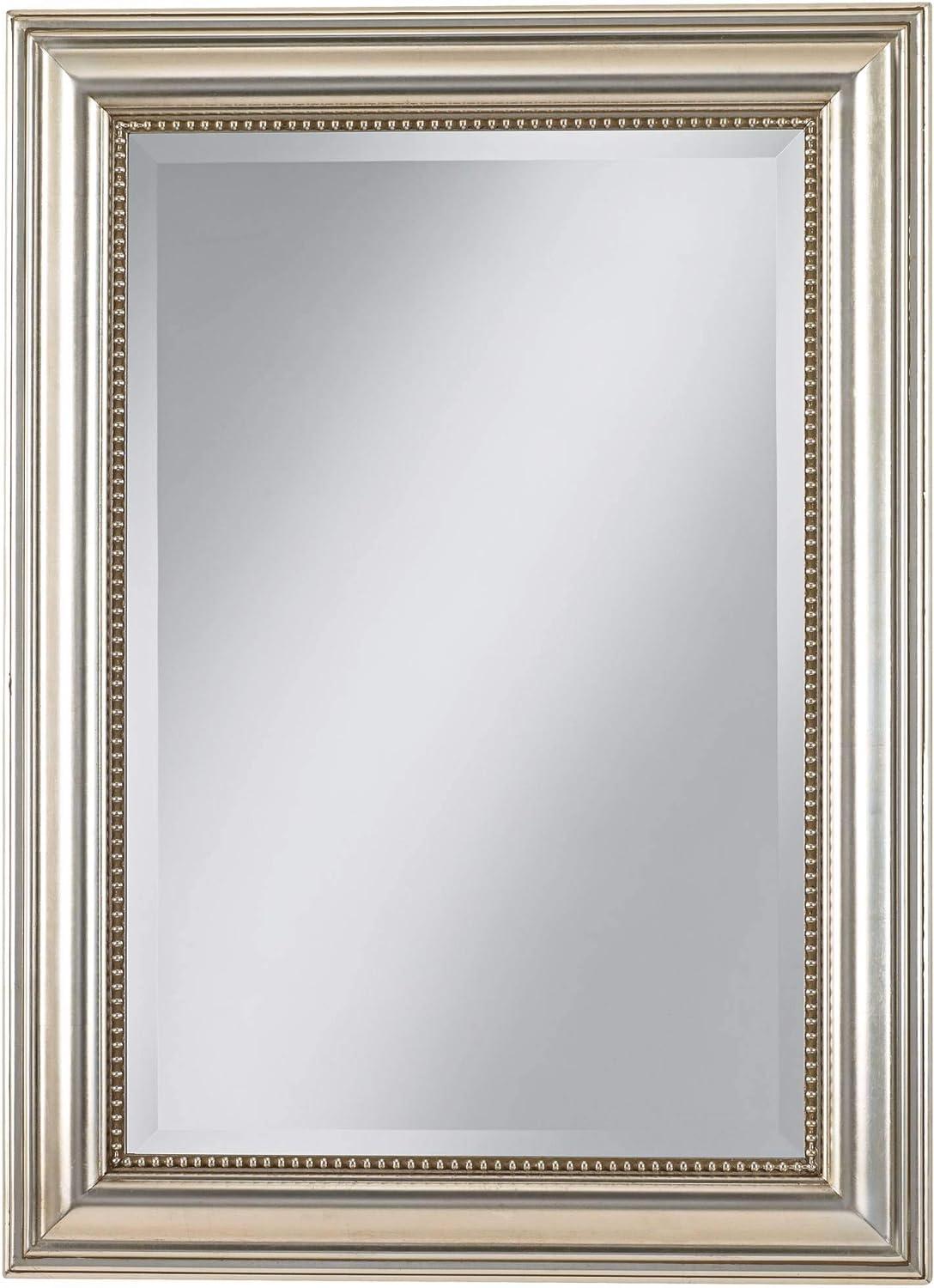 Stuart Contemporary Silver Leaf & Gold Glaze Rectangular Wall Mirror 27"x37"