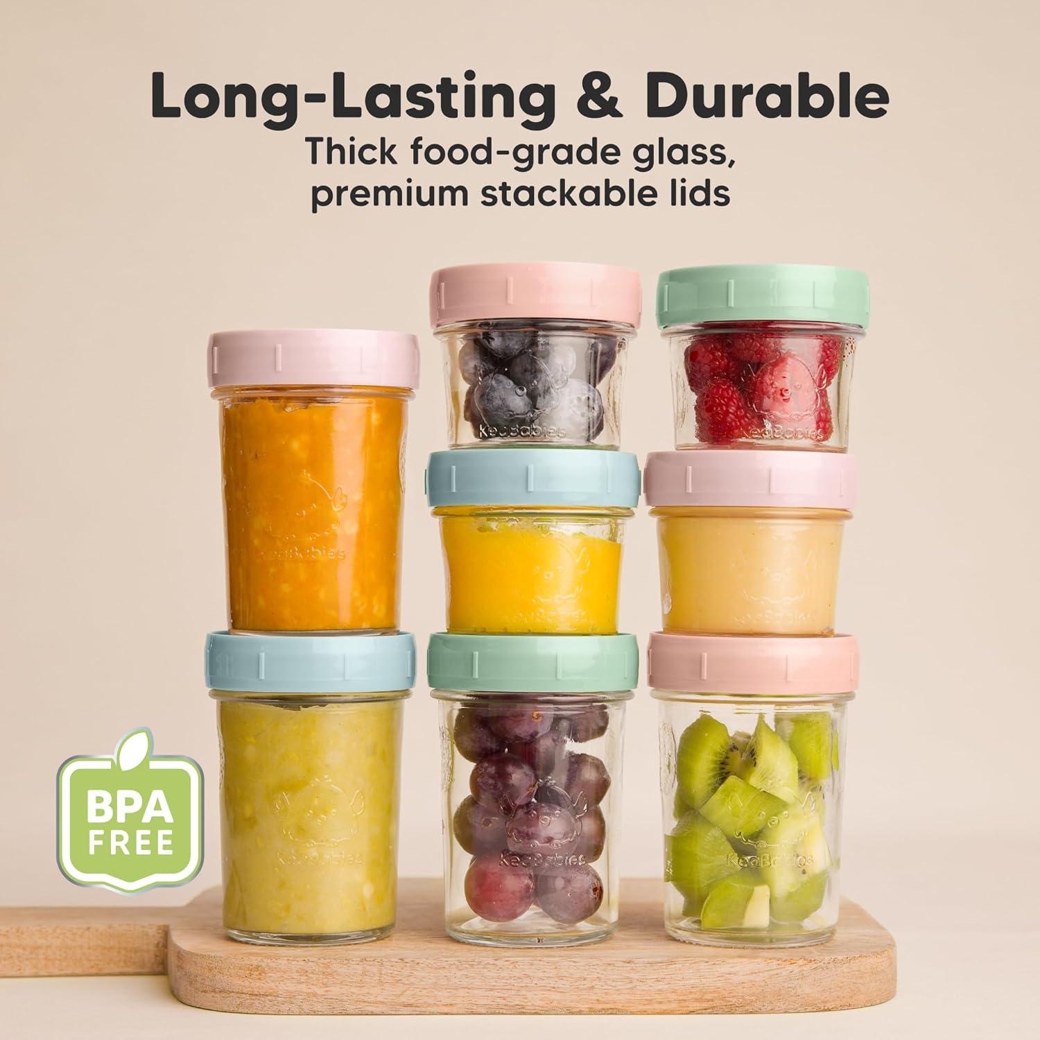 4pk Prep Baby Food Storage Containers, 8 oz Leak-Proof, BPA Free Glass Baby Food Jars for Feeding (Musk Dusk)