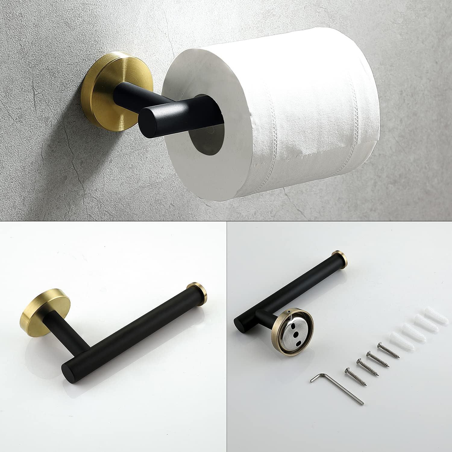 4-Piece Matte Black and Brushed Gold Stainless Steel Bathroom Hardware Set