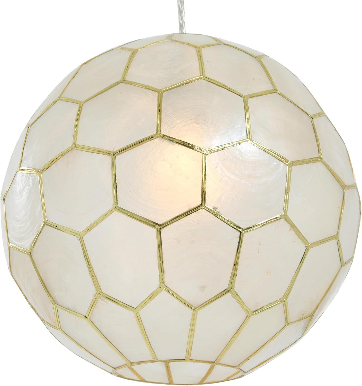 Storied Home 14"x13" Capiz Honeycomb Globe Pendant Light Capiz White Seashells Black: Artisan Crafted, ETL & UL Listed