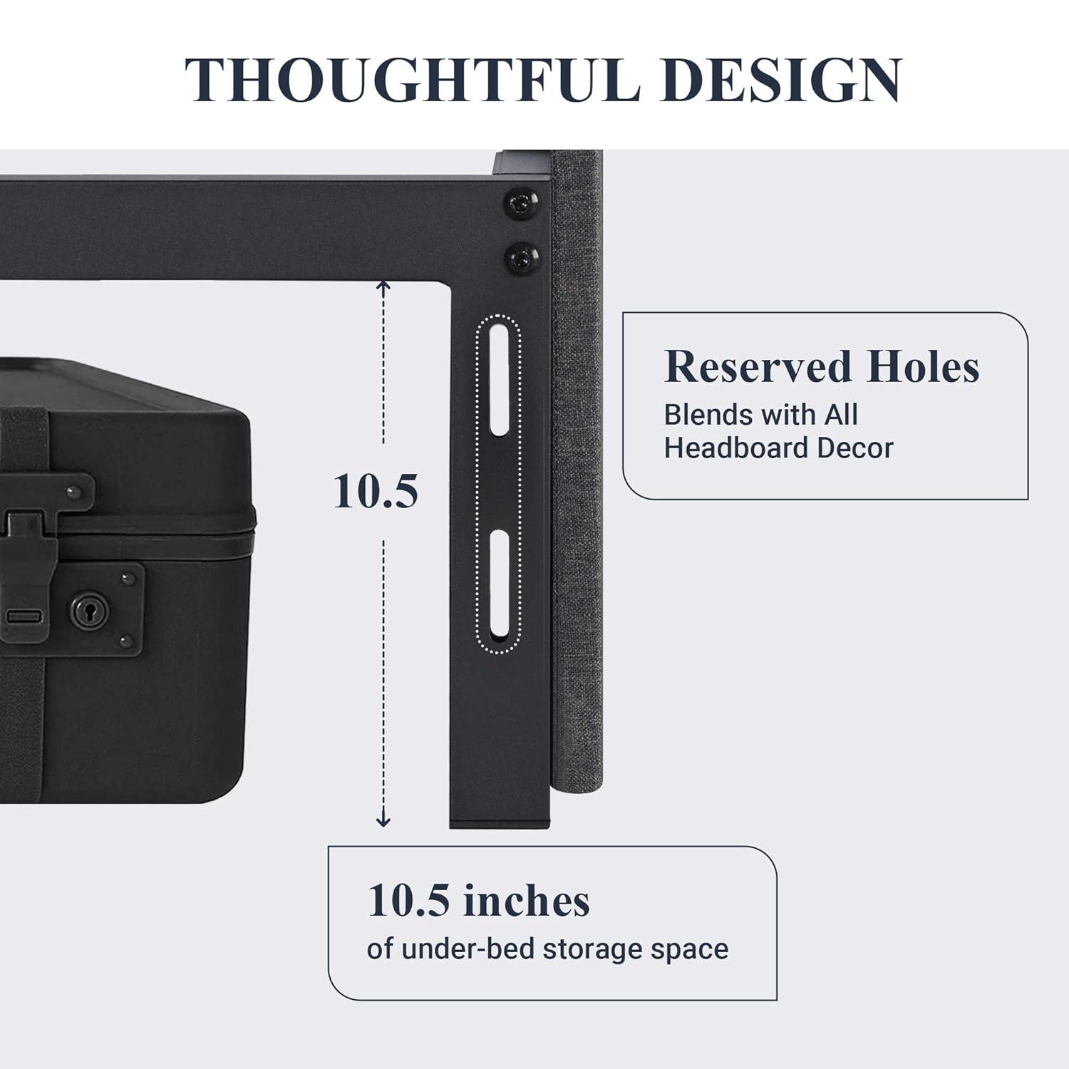 Amolife Base de Cama con Plataforma Tapizada Tamaño Queen con 3 Cajones de Almacenamiento, Gris Oscuro