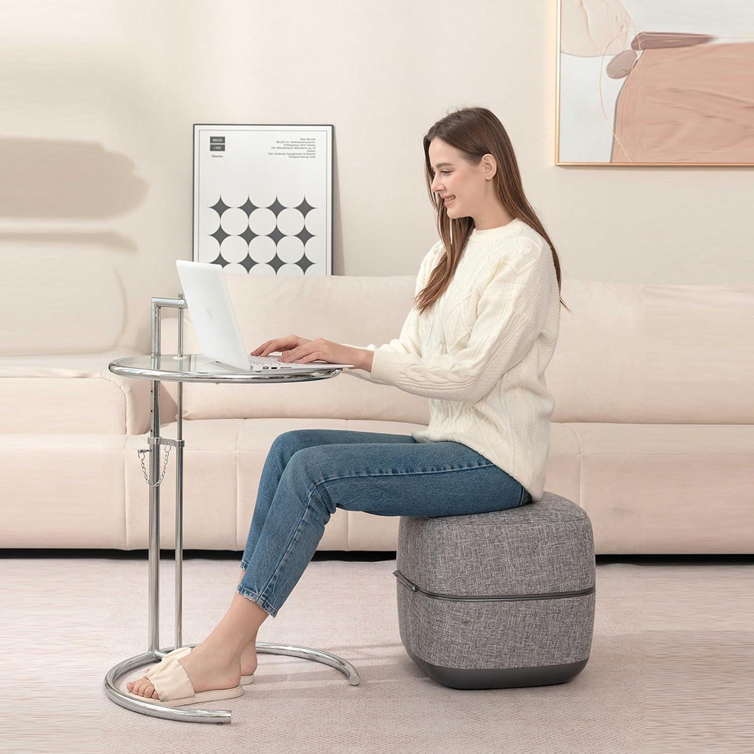 Ottoman Foot Massager by Ottossage, Rechargeable Massaging Ottoman with Removable Lid