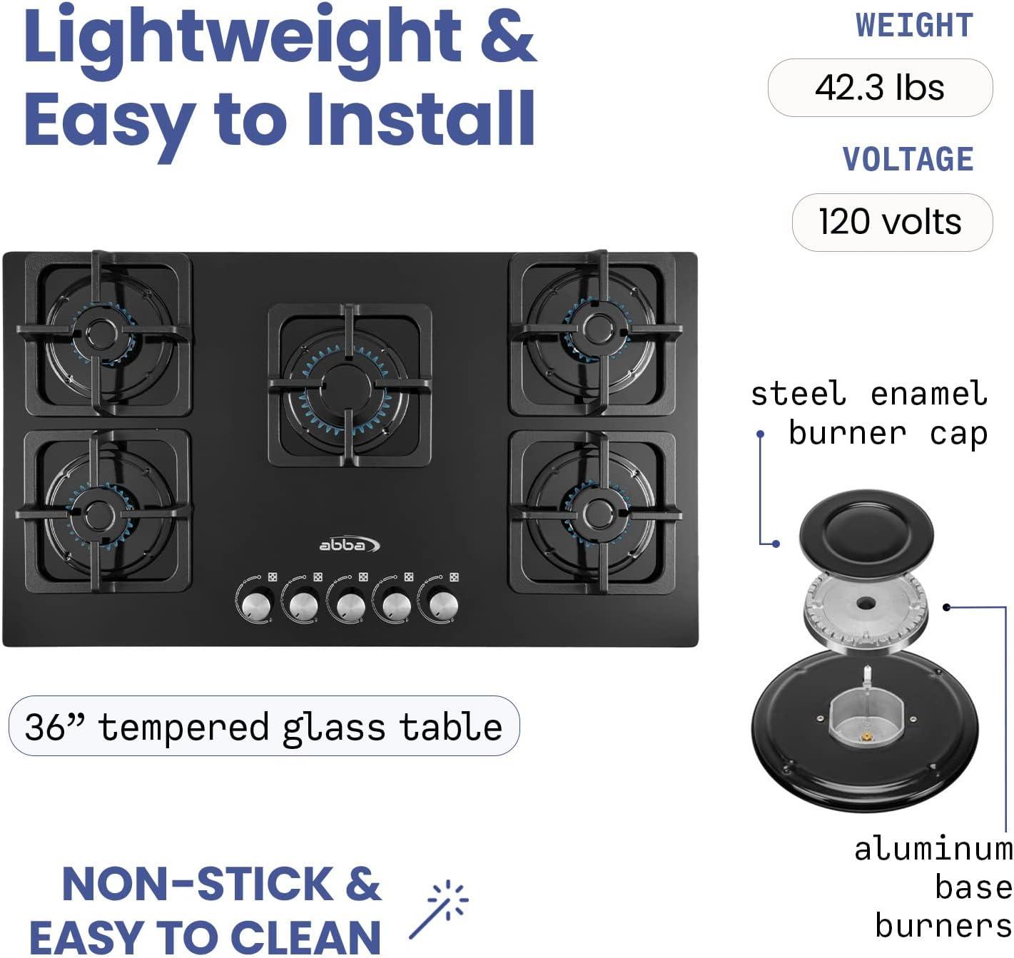 36 in Gas on Glass Cooktop