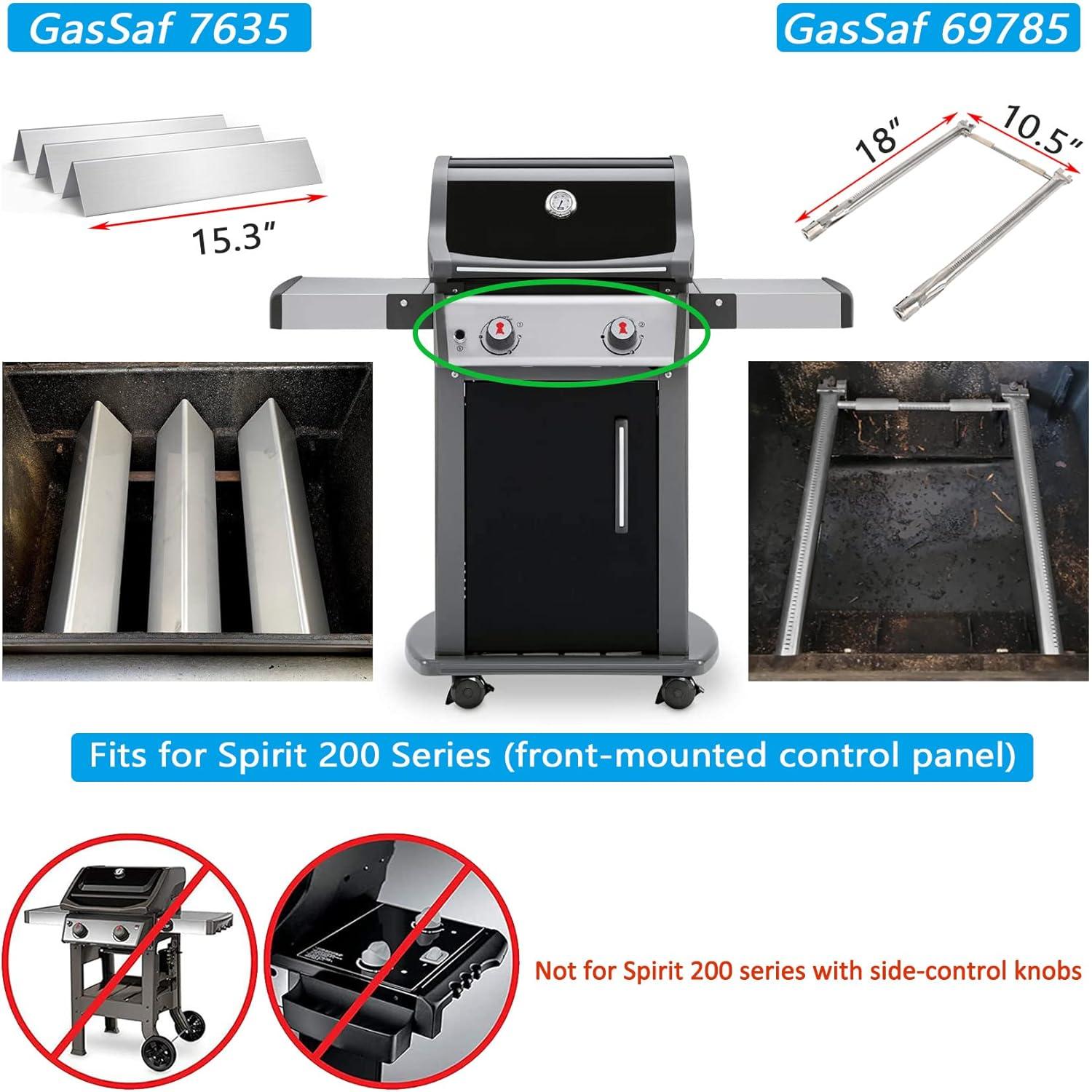 Uniflasy 69785 18 Inch Grill Burner for Weber Spirit I & II 200 Series Spirit E-210 E-220 Spirit S-210, S-220 Gas Grills with Up Front Control Tube Pipe 304 Stainless Steel