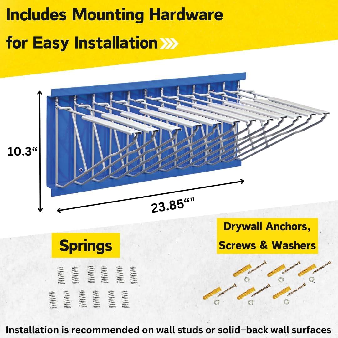 Black Steel Wall-Mounted Blueprint Rack with Pivot Brackets