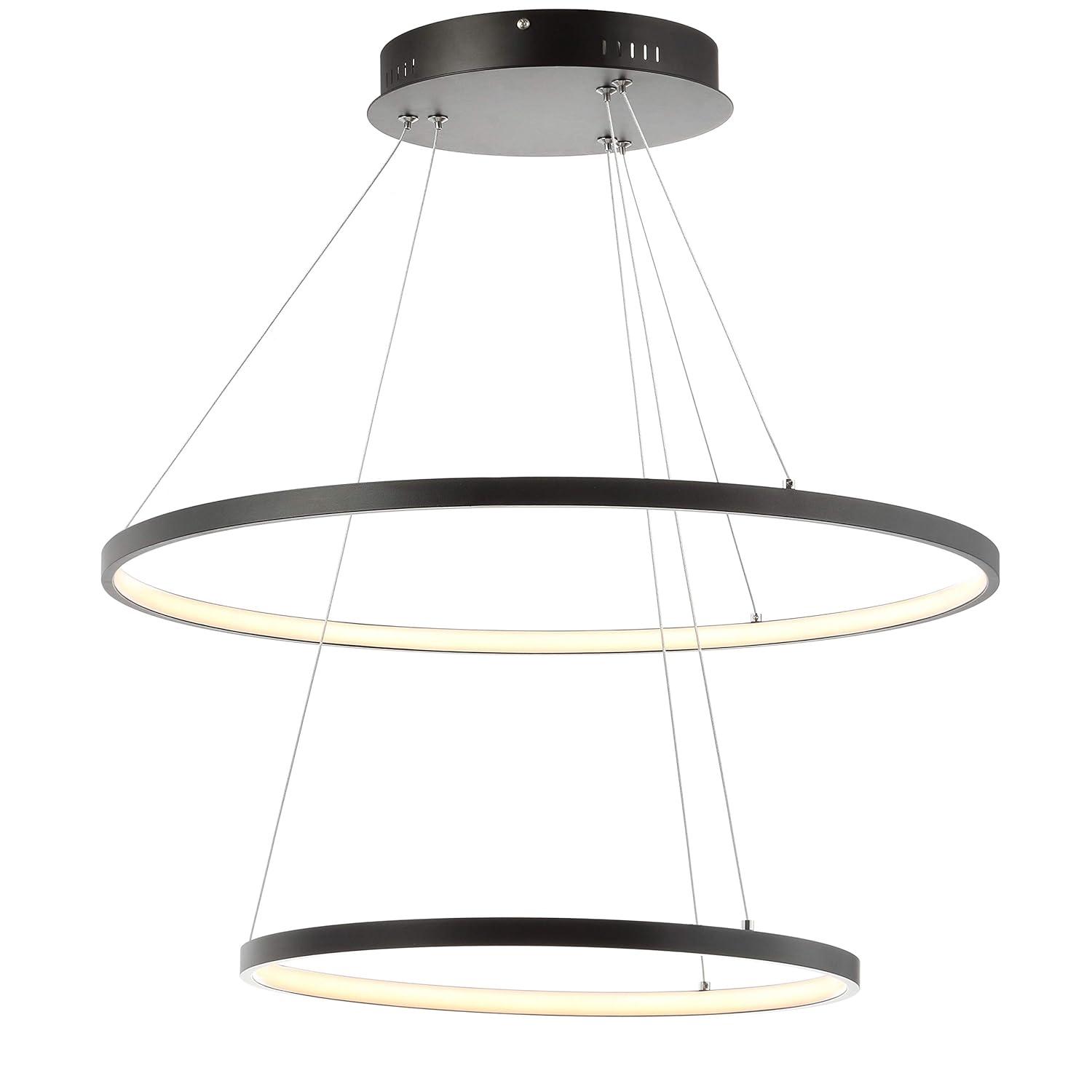 Brice 24" Round Integrated LED Metal Pendant, Matte Black