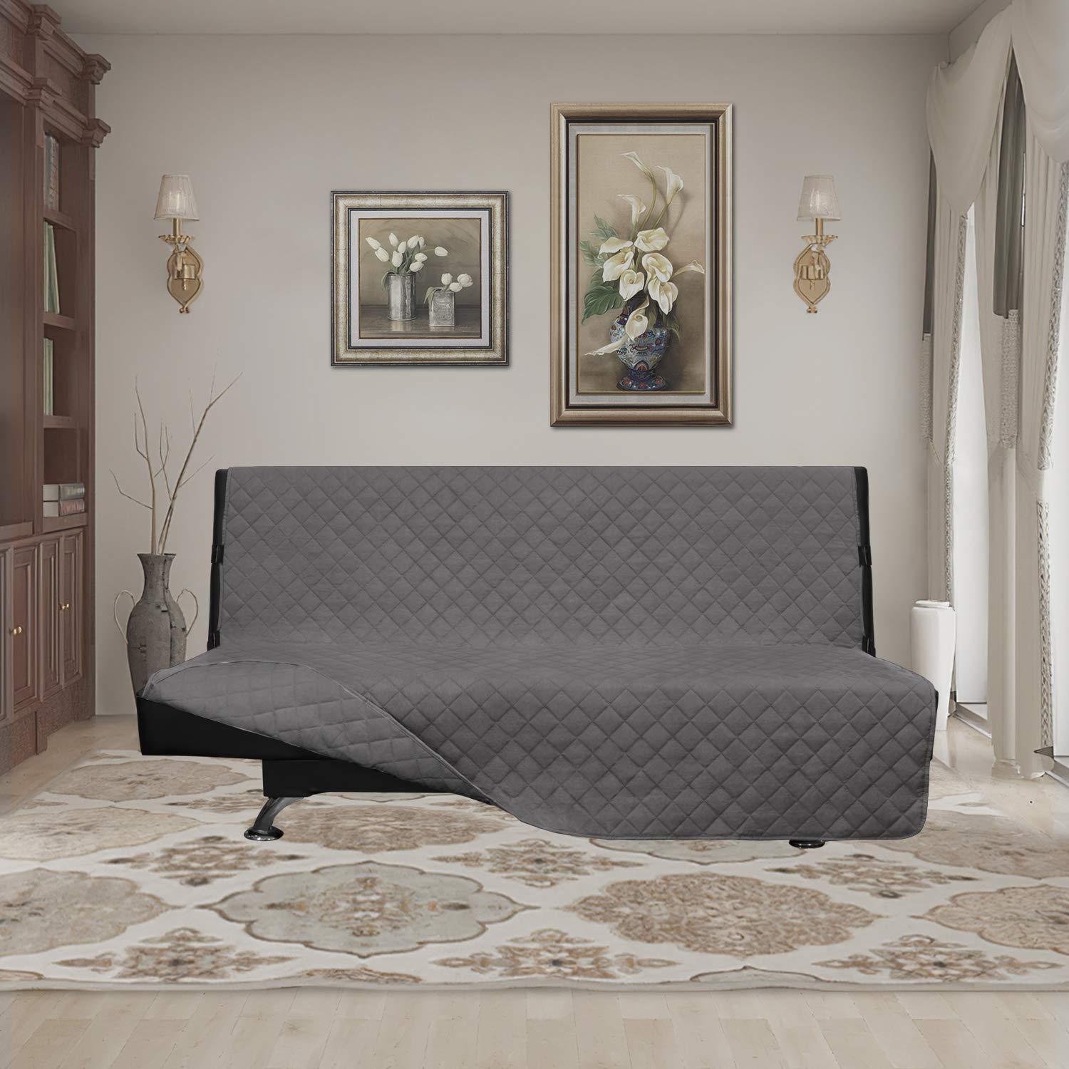 Easy-Going Futon Reversible Sofa Slipcover Water Resistant Couch Cover(Futon, Gray/Light Gray)