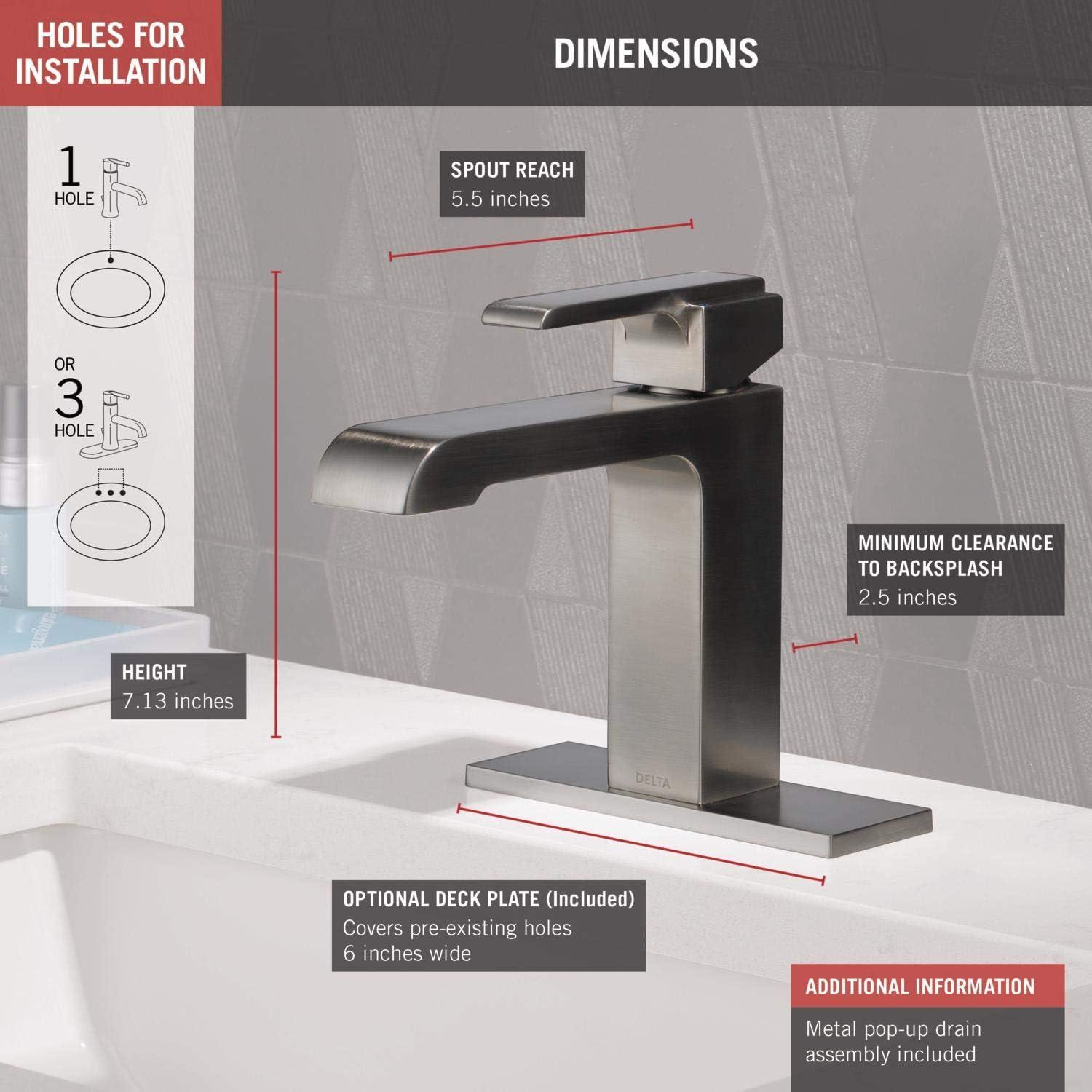 Ara Brushed Nickel Single Handle Bathroom Faucet with Drain Assembly