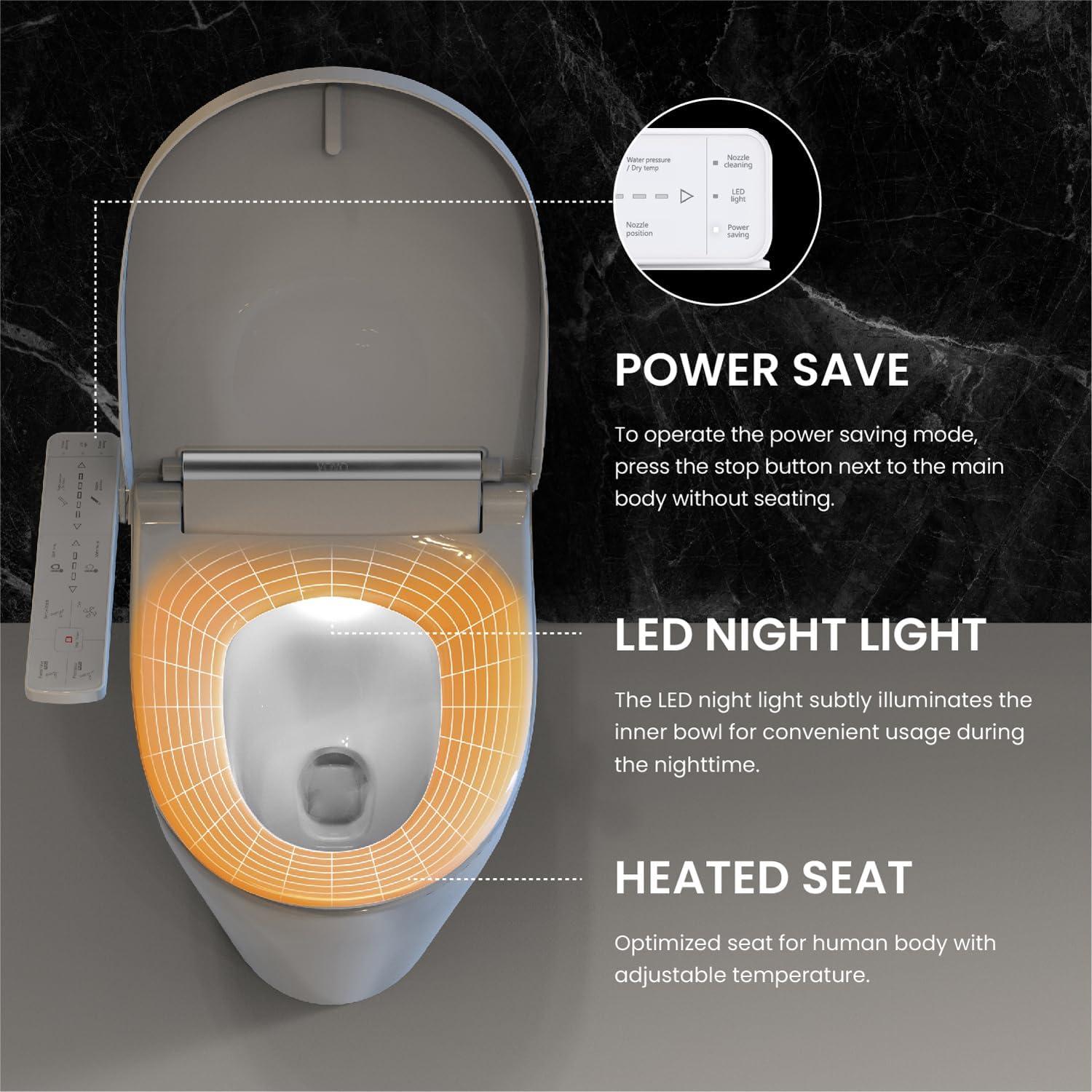 VOVO Stylement VB-3000SE Electronic Smart Toilet Bidet Seat, Heated Seat, One Piece Bidet Toilet Seat, Elongated - White