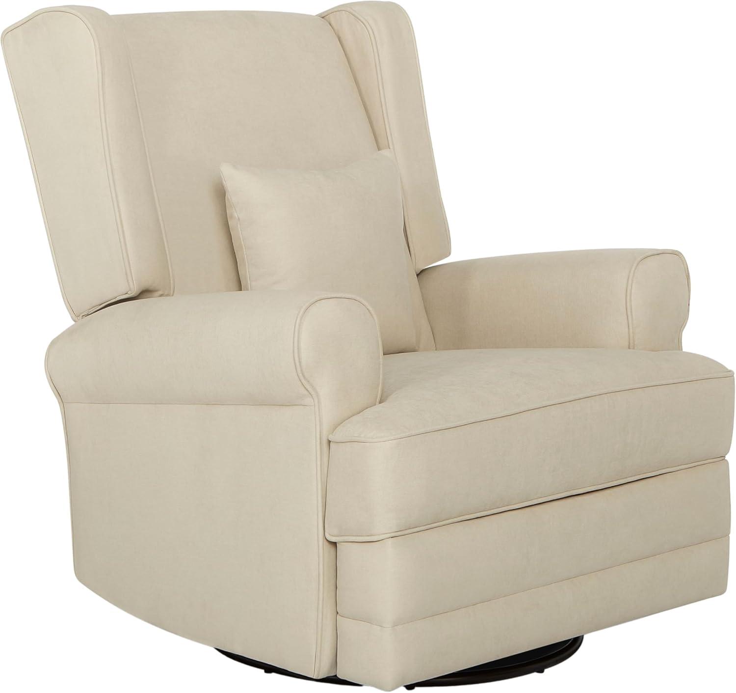 Evolur Melbourne Wing Back Swivel Glider I Nursery Glider I Durable Soft Fabric I Bonus Pillow In Iron