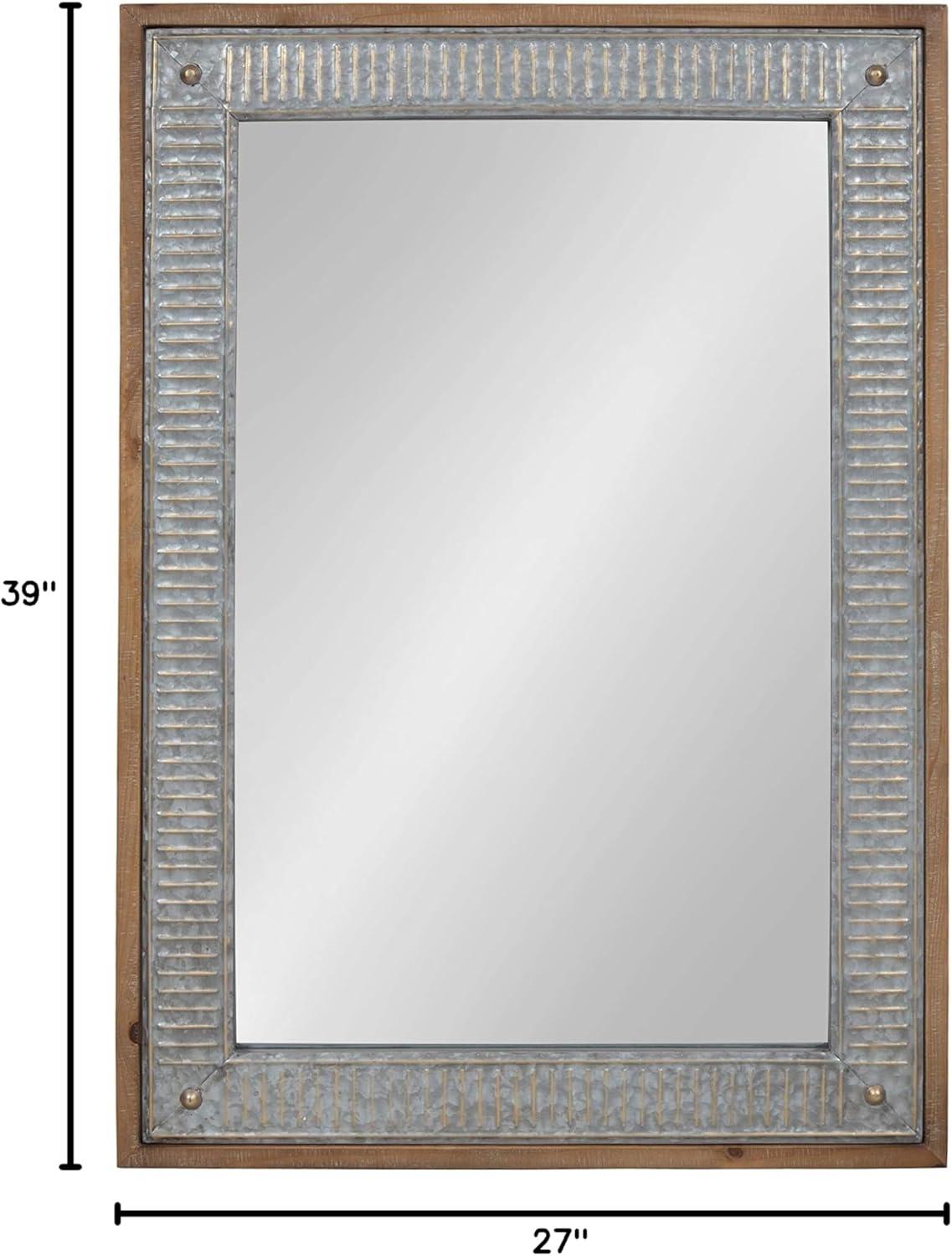 Kate and Laurel Deely Farmhouse Wood and Metal Wall Mirror, Rustic Brown