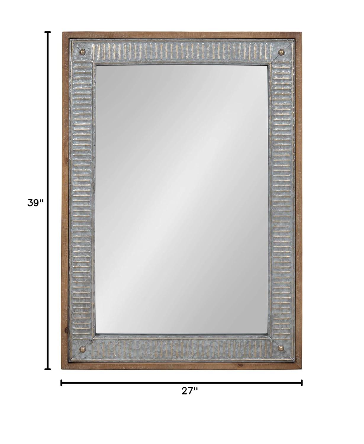 Kate and Laurel Deely Farmhouse Wood and Metal Wall Mirror, Rustic Brown