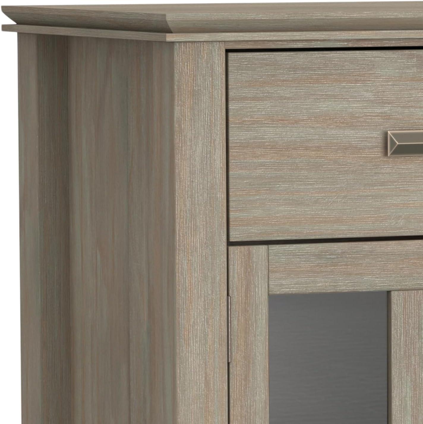 Simpli Home Artisan Solid Wood Sideboard Buffet In Distressed Grey