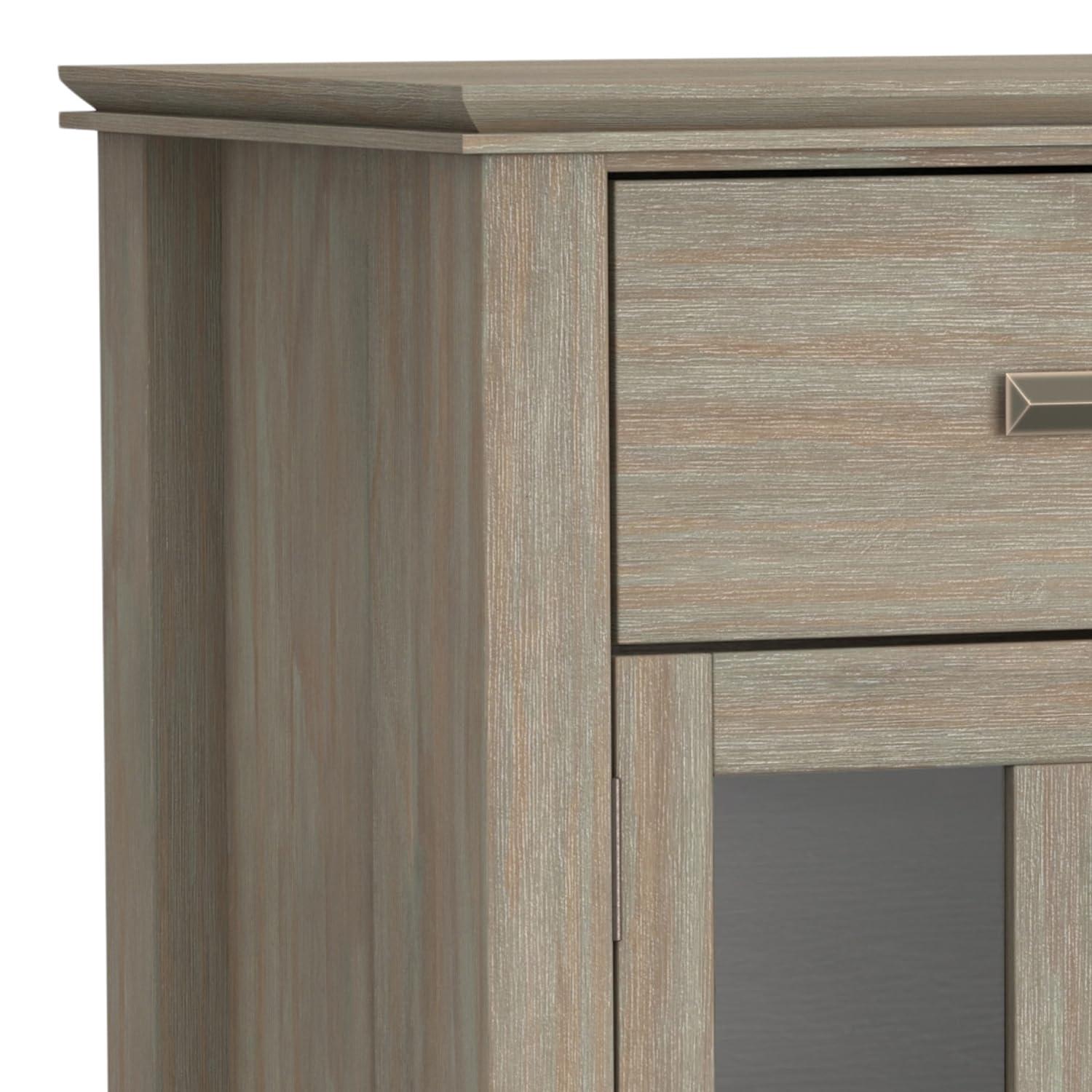 Simpli Home Artisan Solid Wood Sideboard Buffet In Distressed Grey